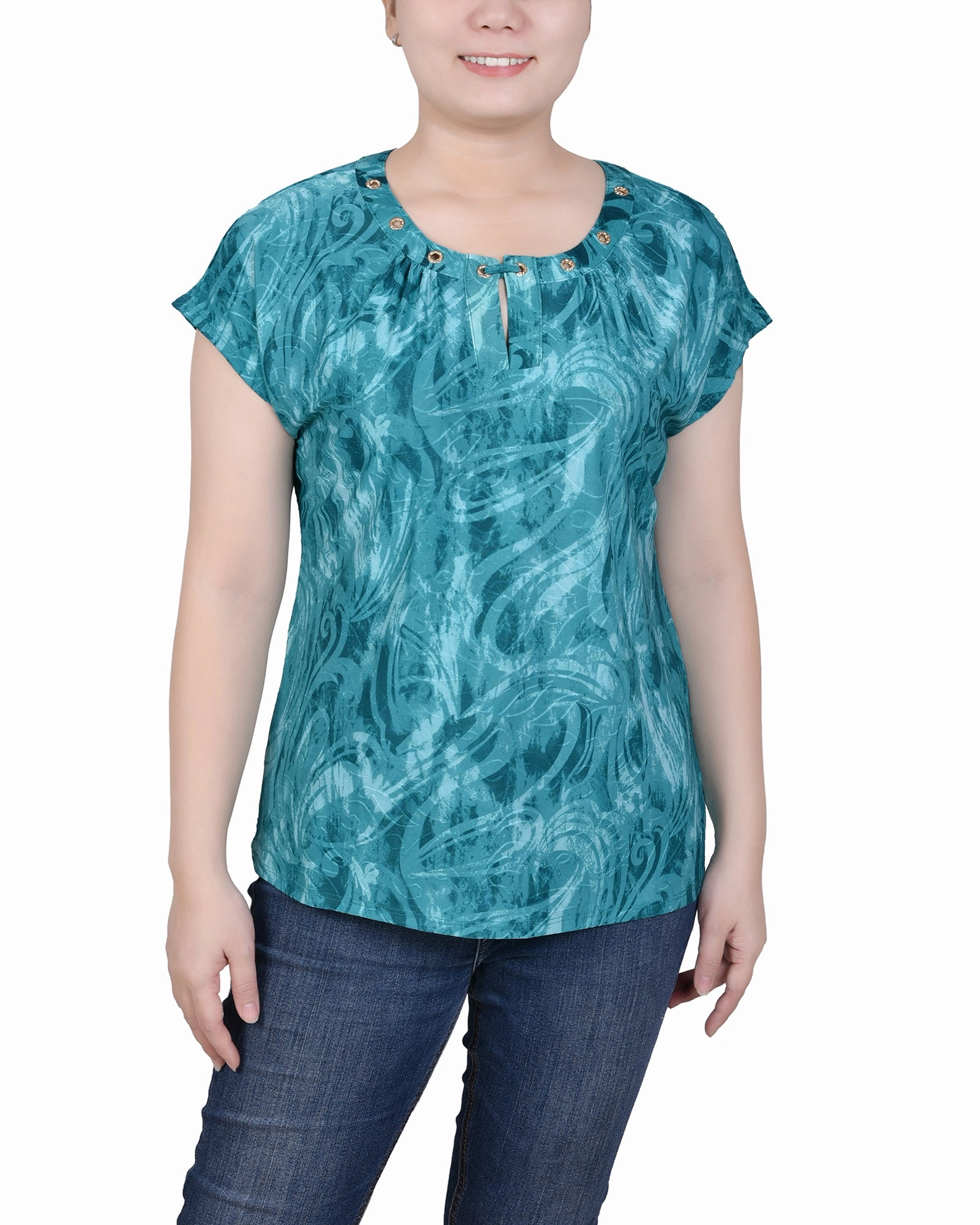 Adjustable drawstring Extended Sleeve Top With Grommets