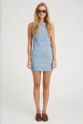 Vintage Denim Suede Audrey Mini Dress Evening Chic Moment Glow