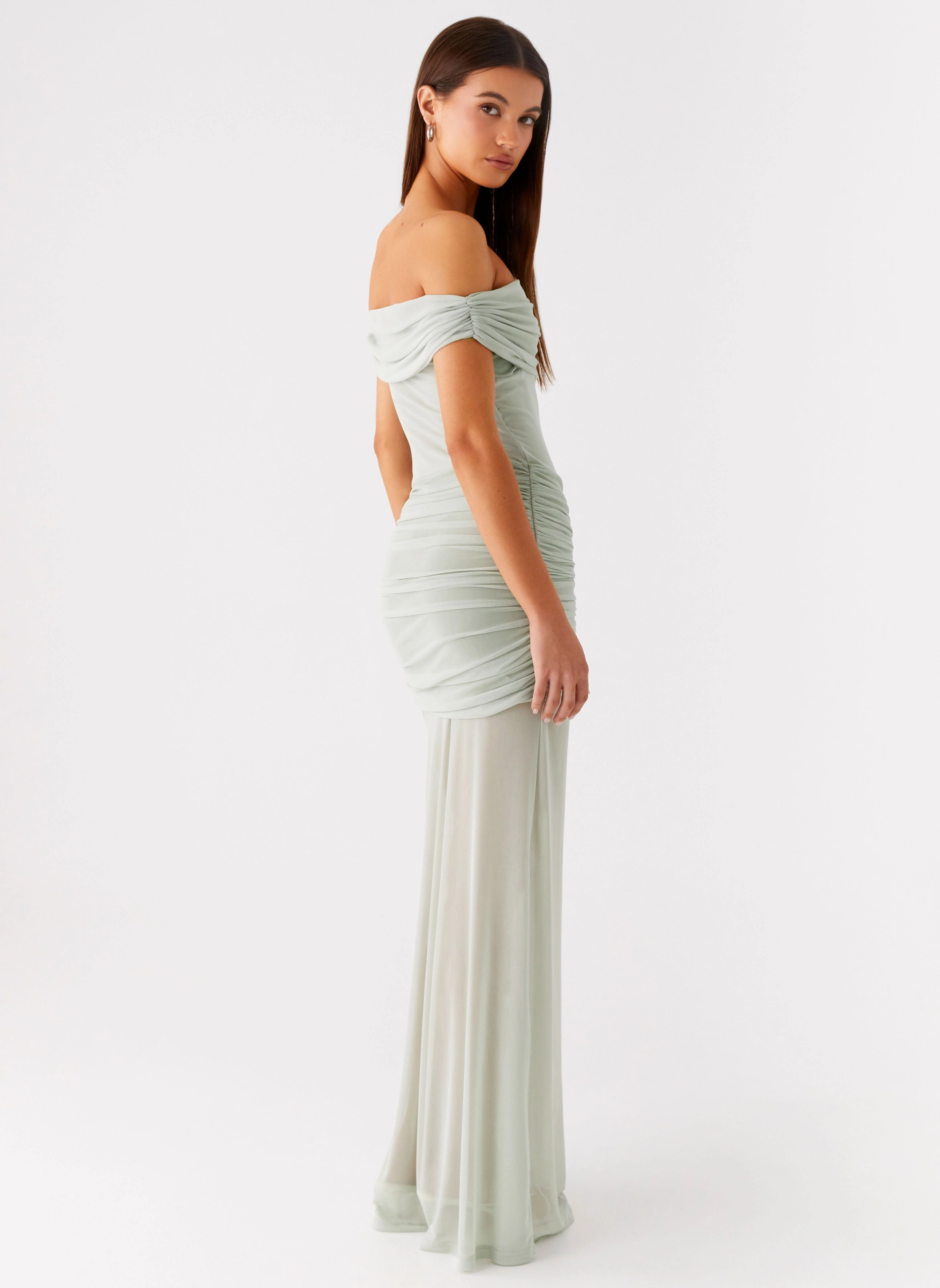 Eyllin Off Shoulder Maxi Dress - Sage