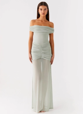 Eyllin Off Shoulder Maxi Dress - Sage