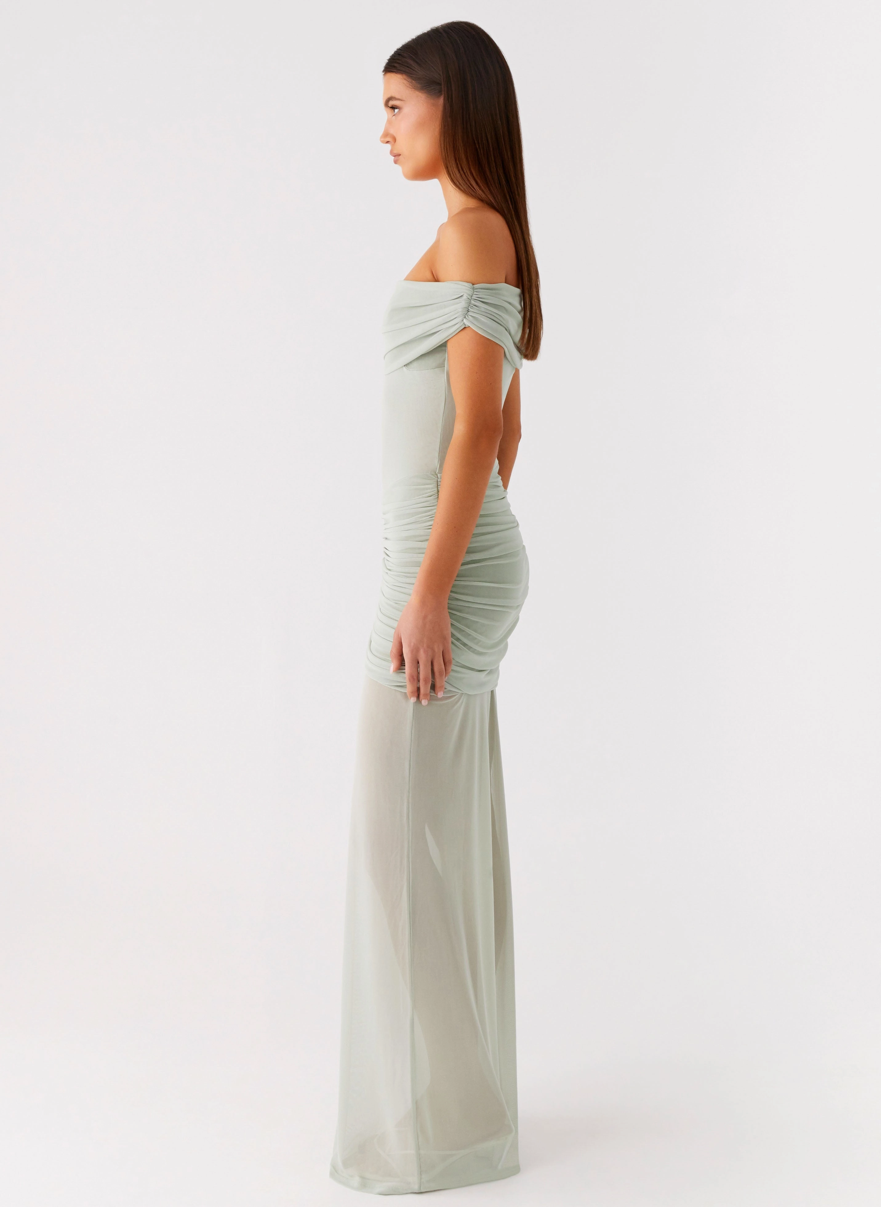 Eyllin Off Shoulder Maxi Dress - Sage