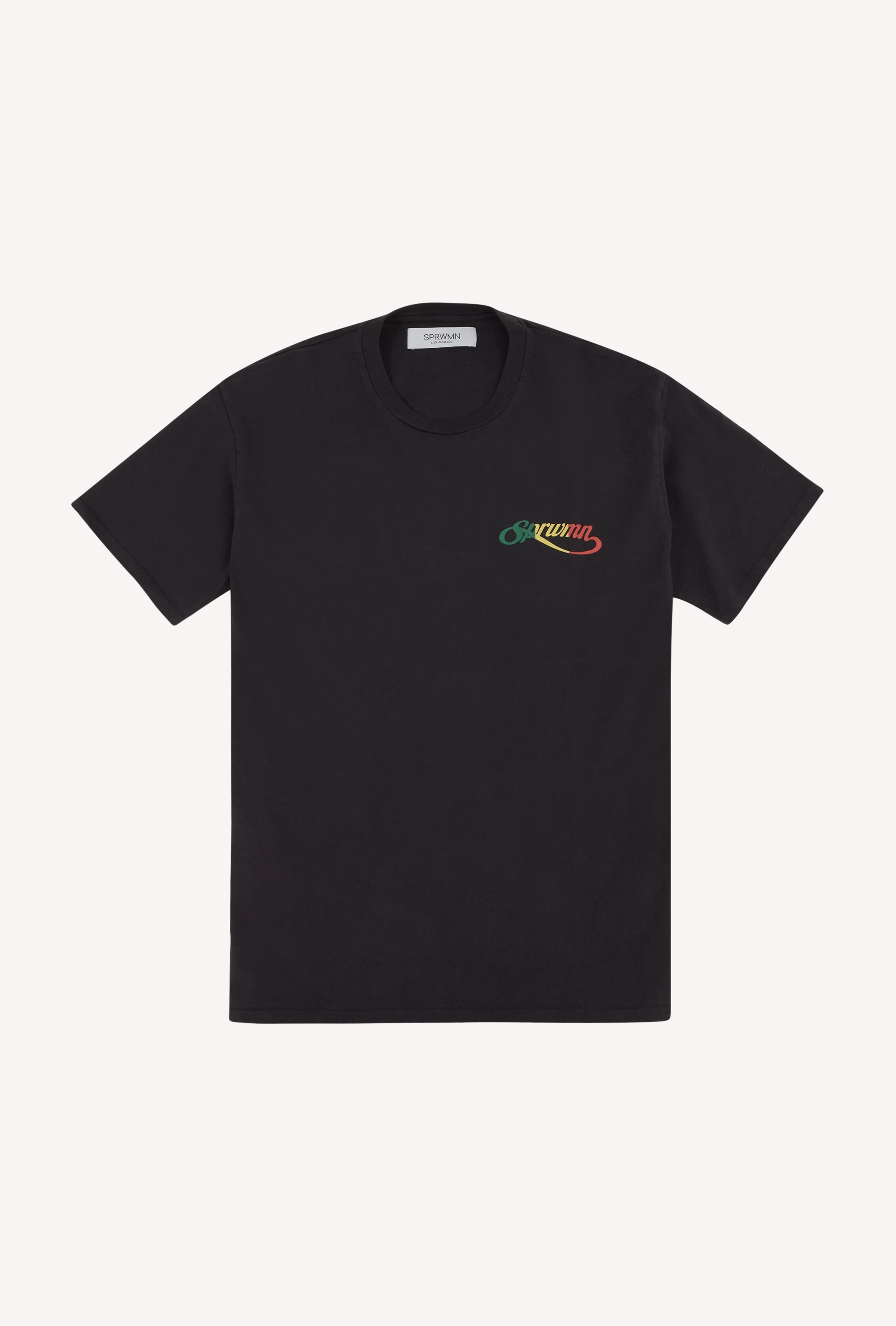 LowMaintenanceMaterial Comfortable Cut Faded Black Cotton Script Logo Tee
