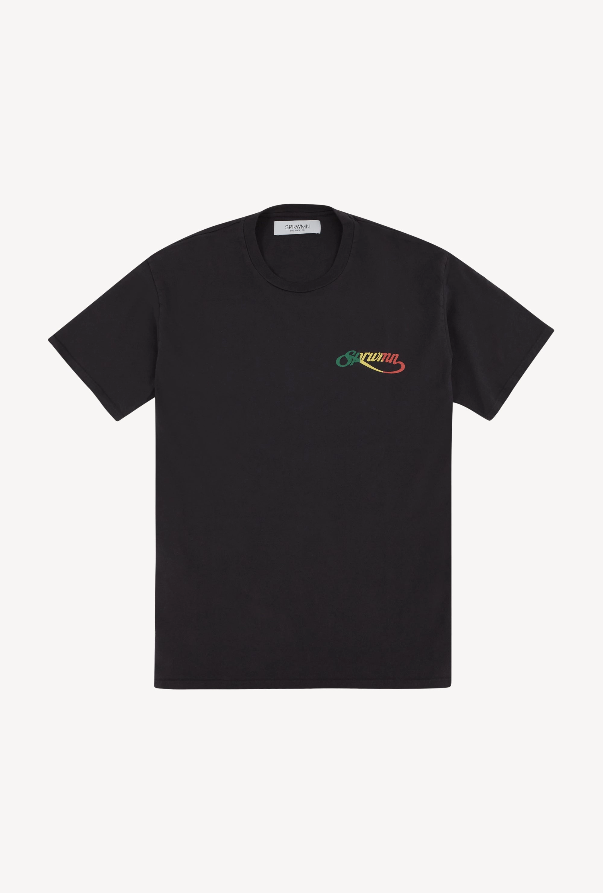 Faded Black Cotton Script Logo Tee ZipperedPockets Loose Tee