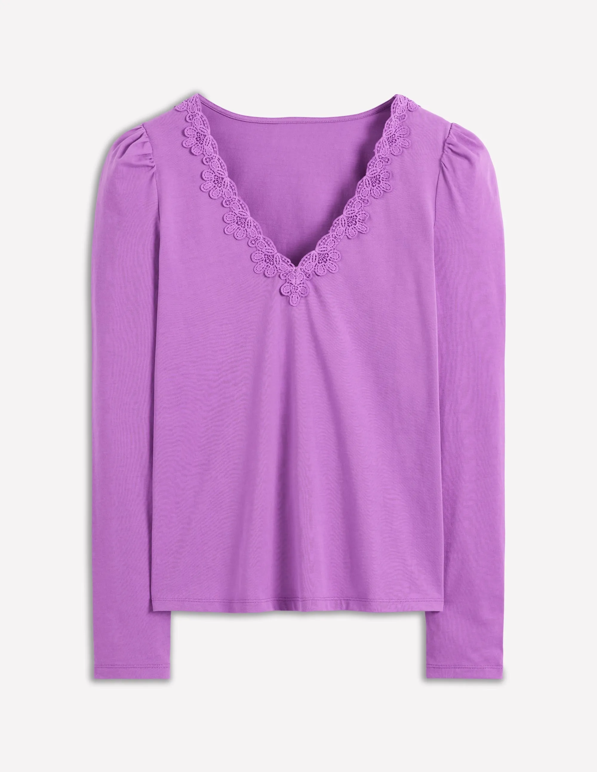 MeshPanel Flora Lace V-neck Top-Amethyst Purple