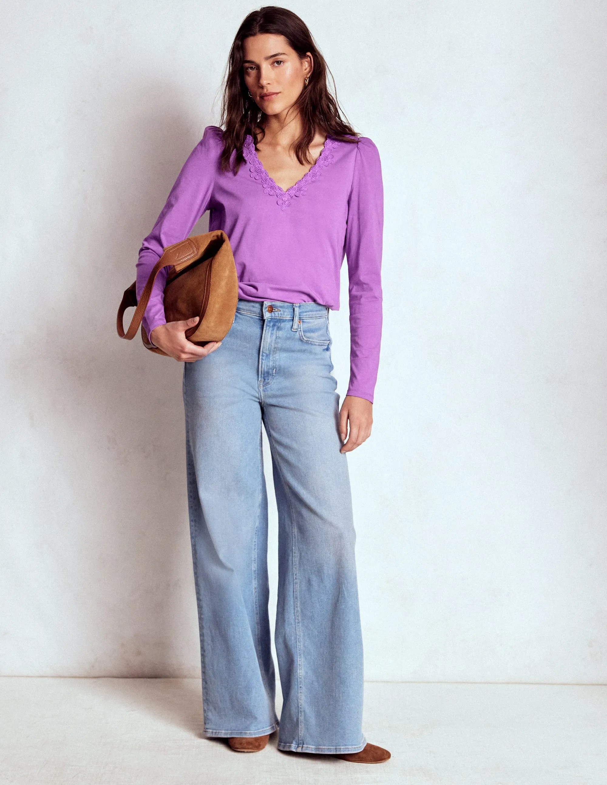 Flora Lace V-neck Top-Amethyst Purple NonChafingTrim Everyday Look