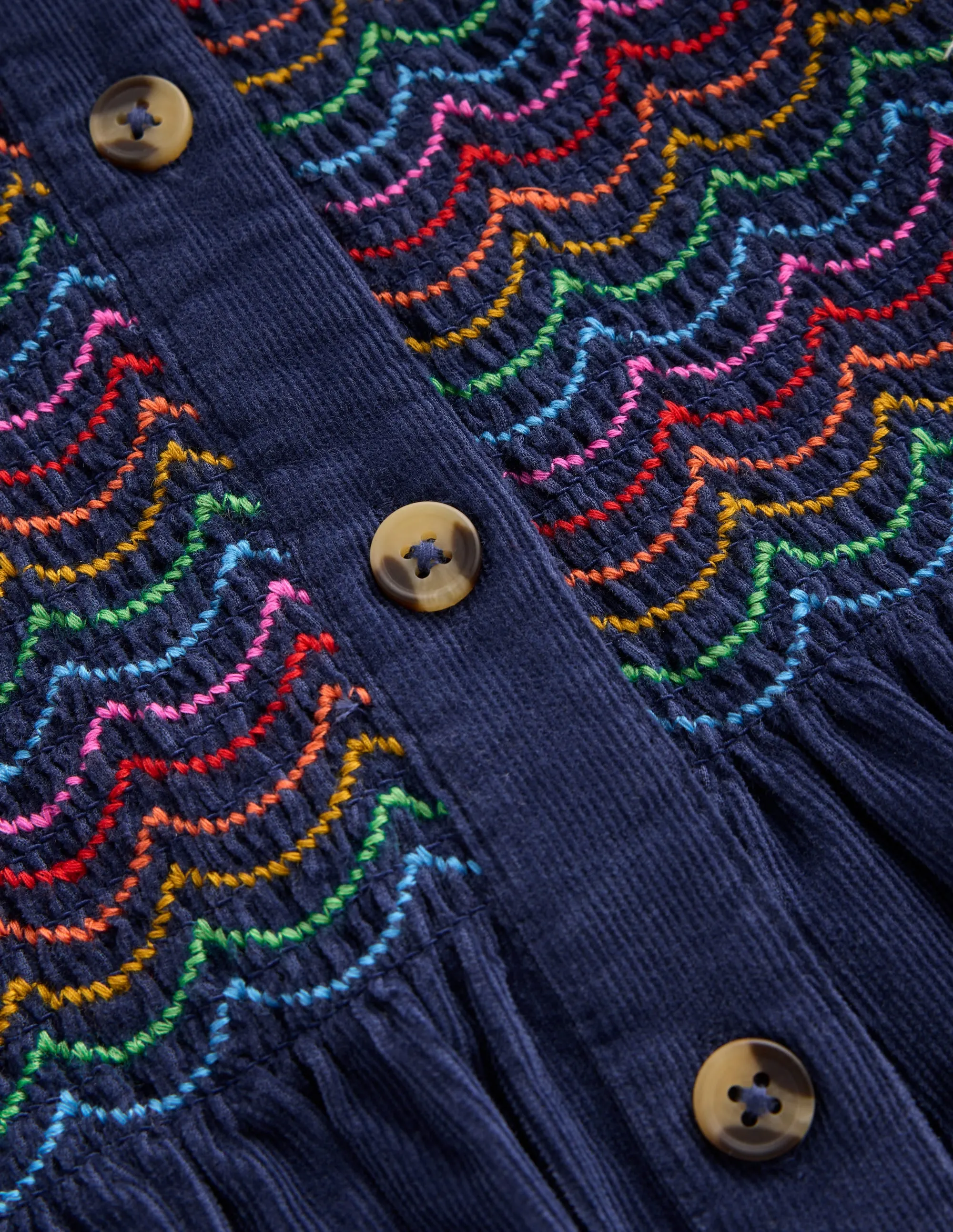 Suki Long Sleeve Smocked Dress-College Navy Cool Touch Chic Casual Wear