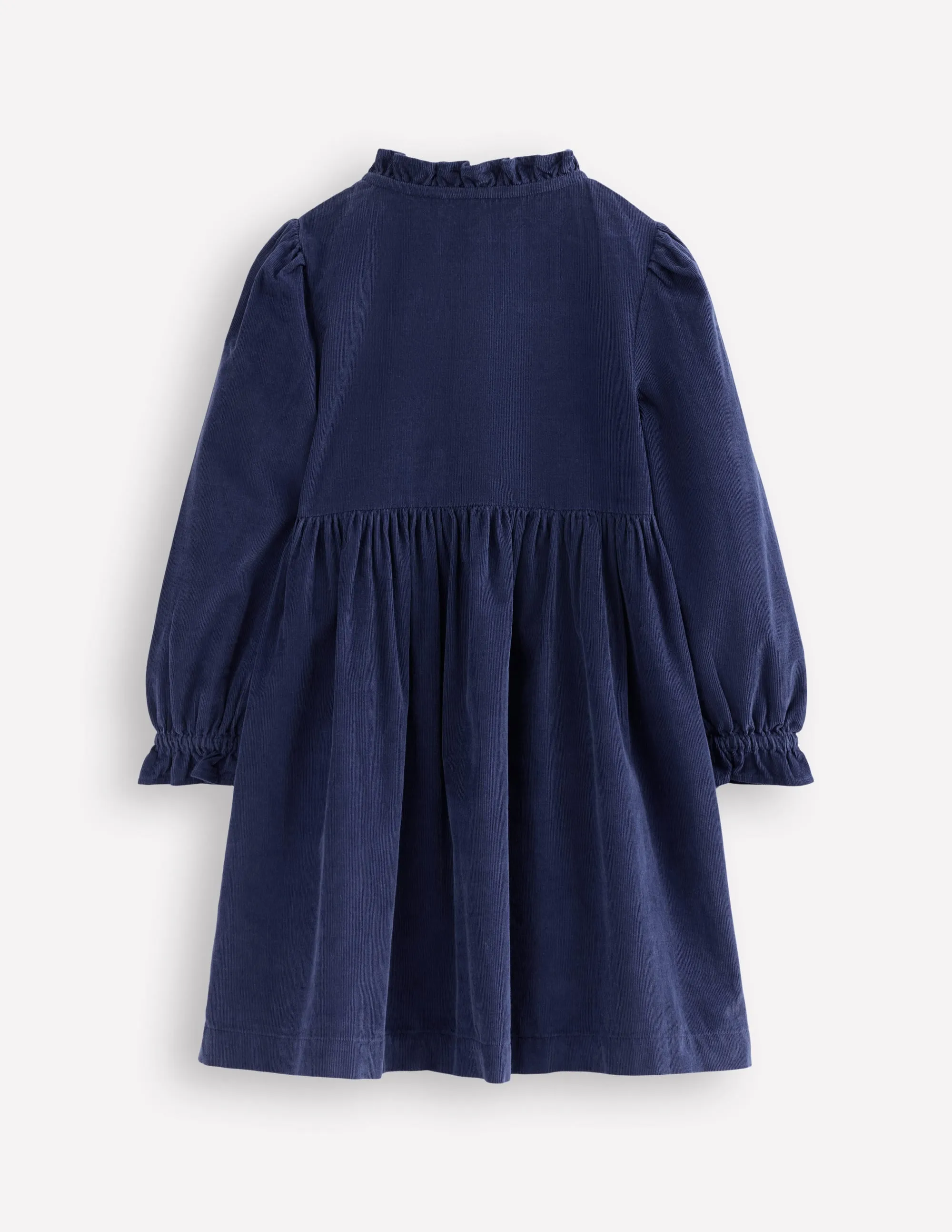 Applique-Detail Suki Long Sleeve Smocked Dress-College Navy