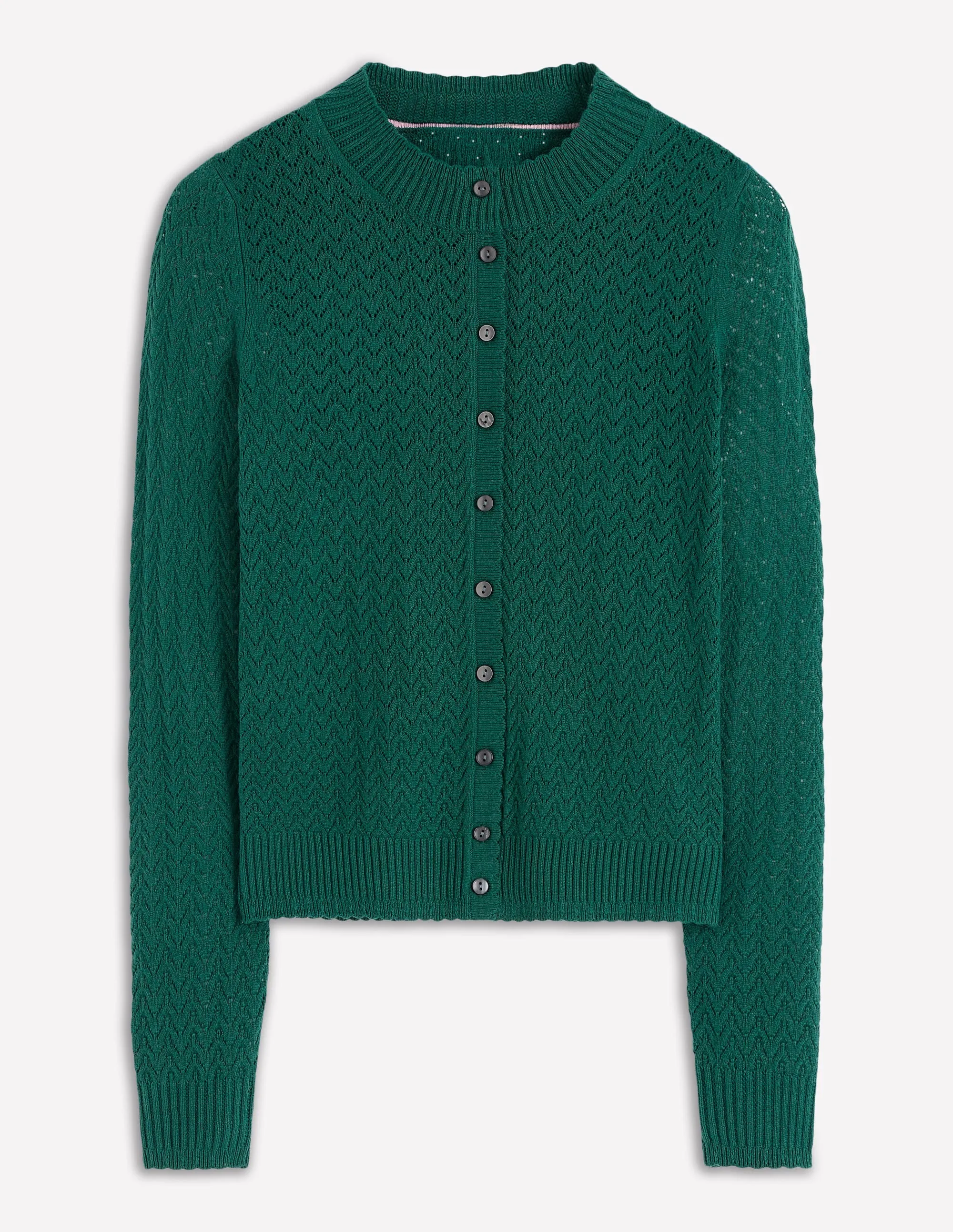 Diane Pointelle Cardigan-Drake Green Workday Fit Circular Knit Sustainability Guide