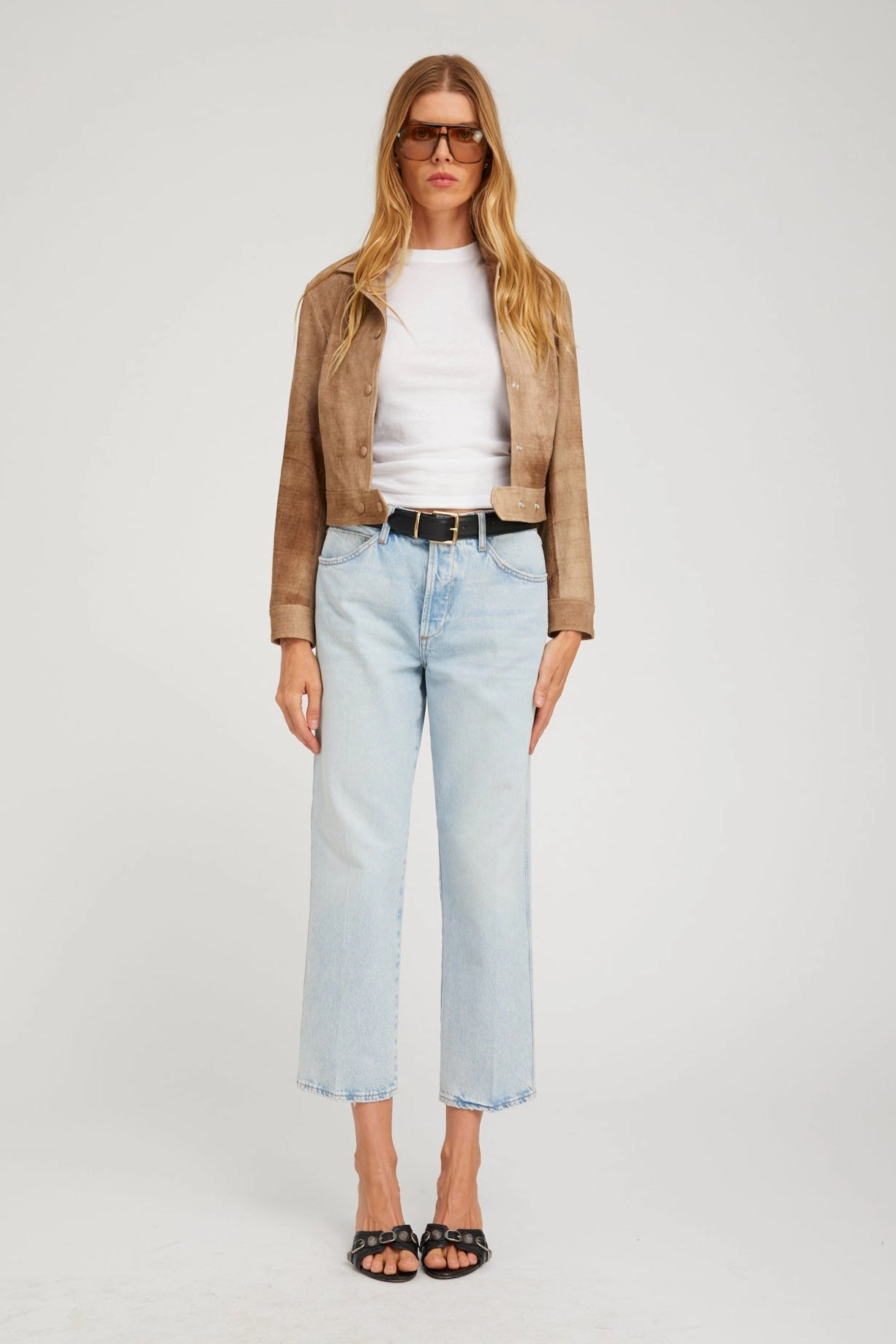 Farah Cropped Slim Boyfriend Denim Breathable mesh design