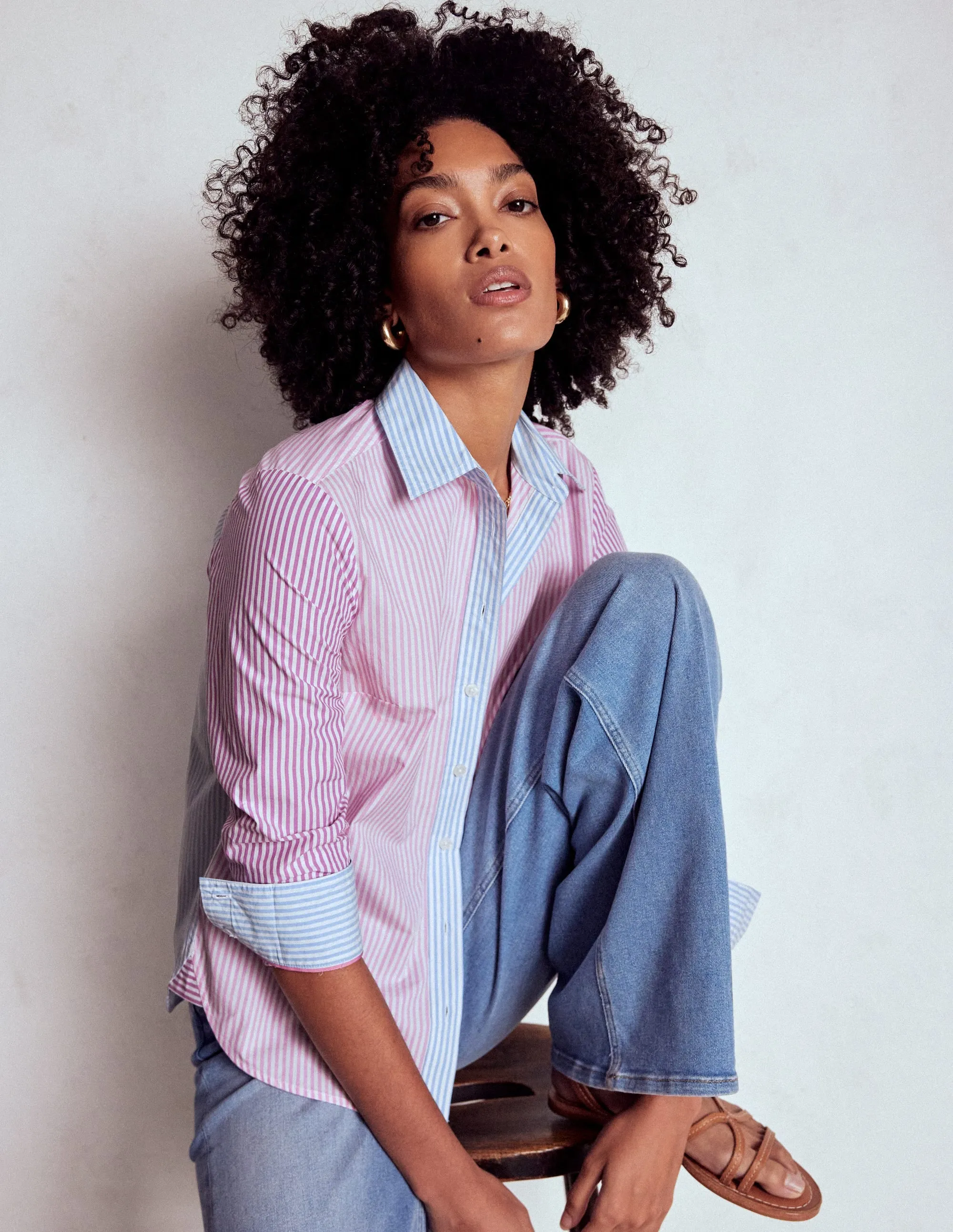 Sienna Cotton Shirt-Hotched, Multi Stripe Stylish Dress