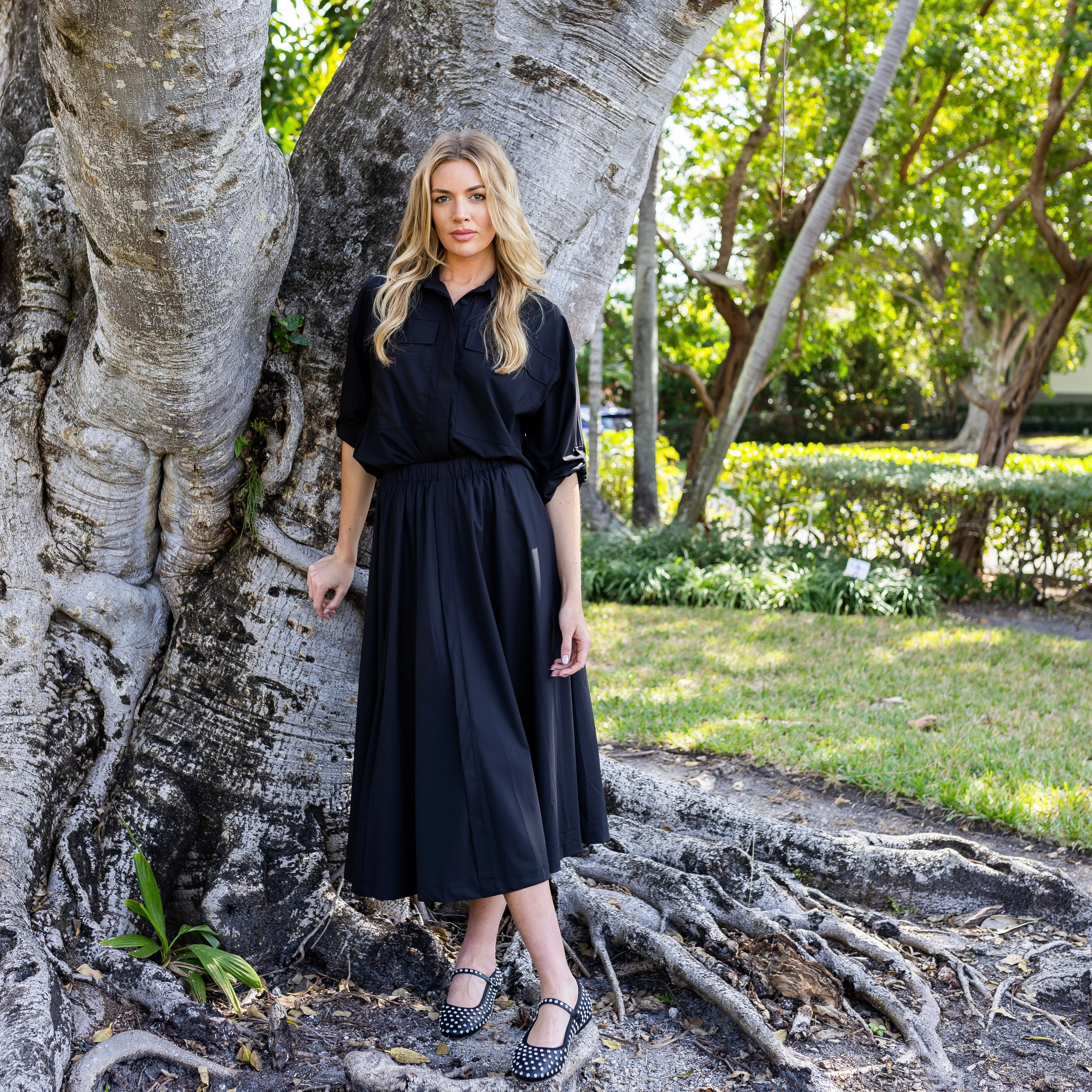 Coastal Chic Comfortable casual dress Cruz Set | Black [Final Sale]