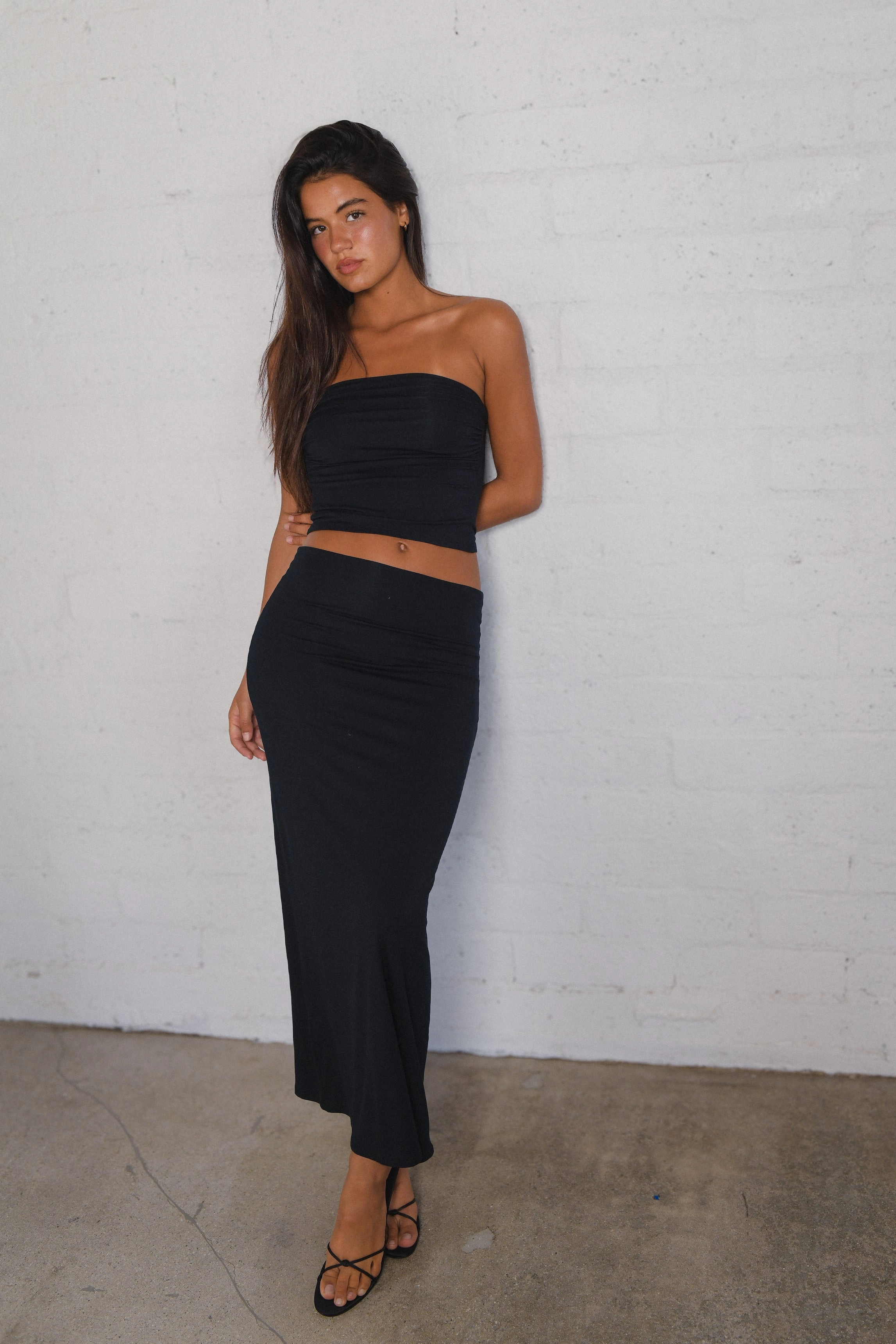 Friction Free Relaxed Mood Billie Maxi Skirt Jersey - Black