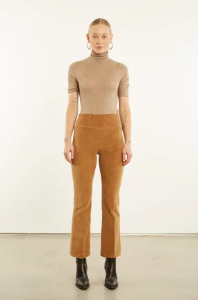 Camel Corduroy Ankle Flare Pants work mode