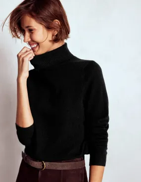 Durable Stitchwork Eva Cashmere Roll Neck Jumper-Black