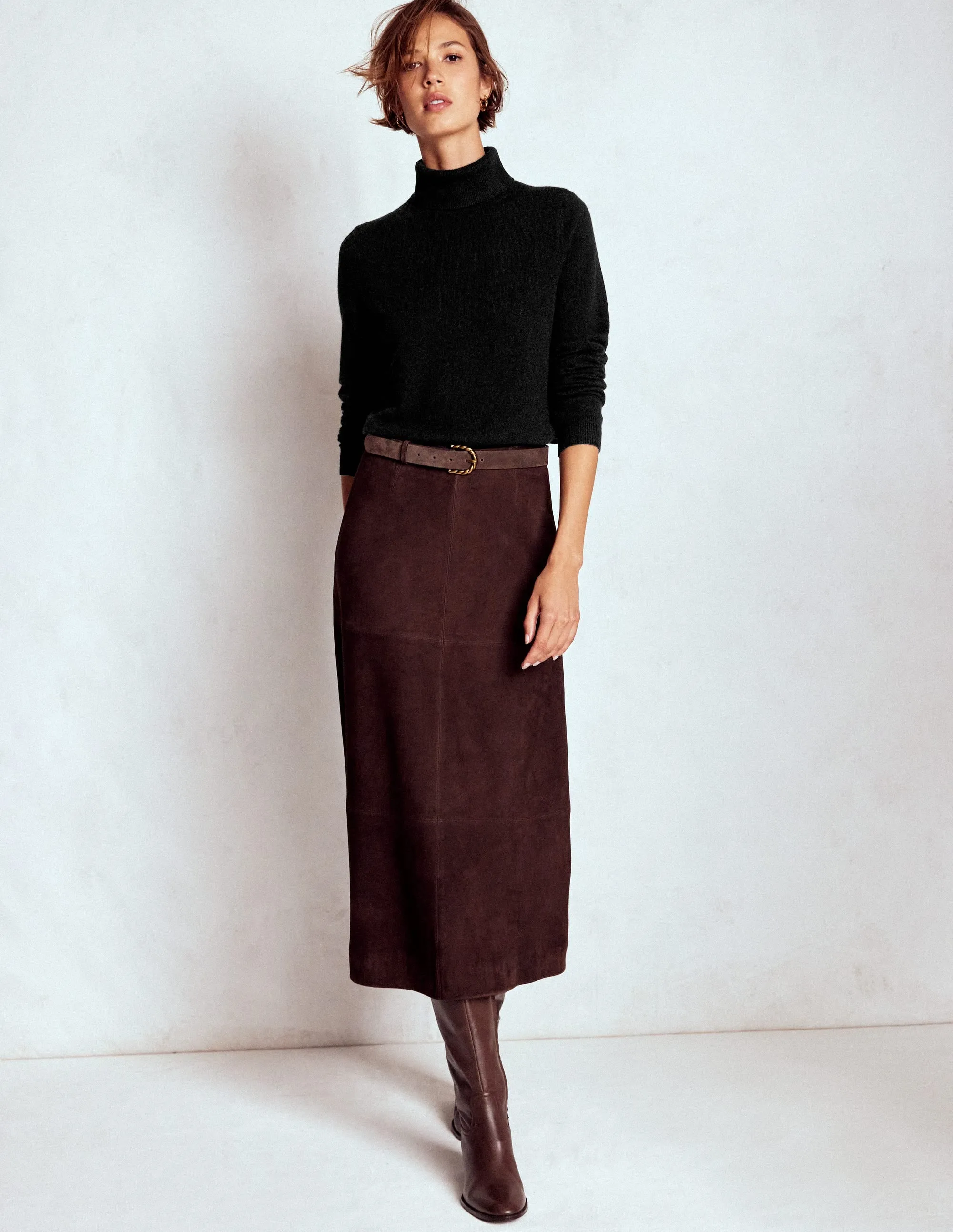 Eva Cashmere Roll Neck Jumper-Black Recycled Fiber Blend