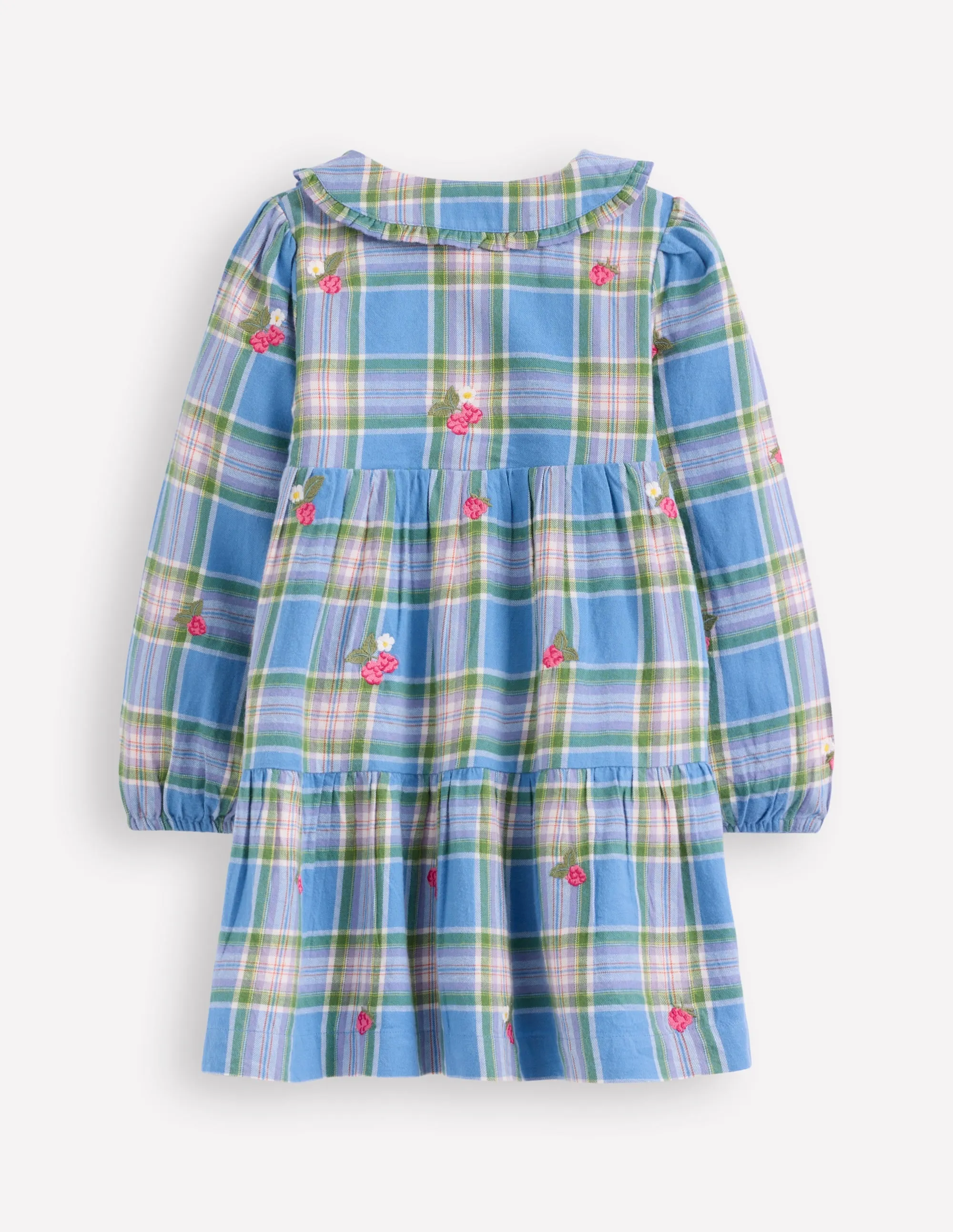 Bold Design Minna Collared Woven Dress-Peacock Plume Blue Check