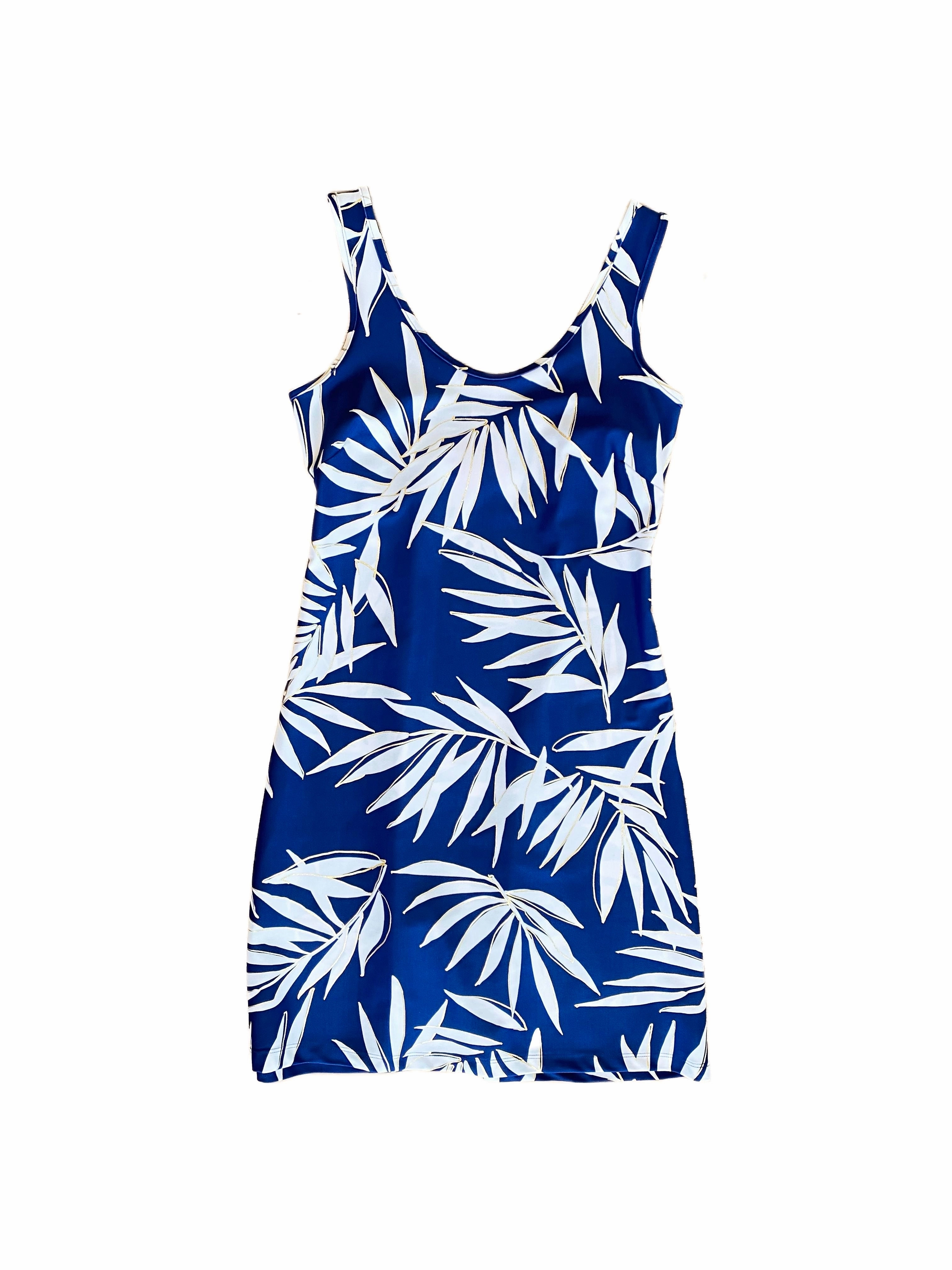 Bali Tank Dress Navy Palm Leaf Comfort and style Gloss Accent