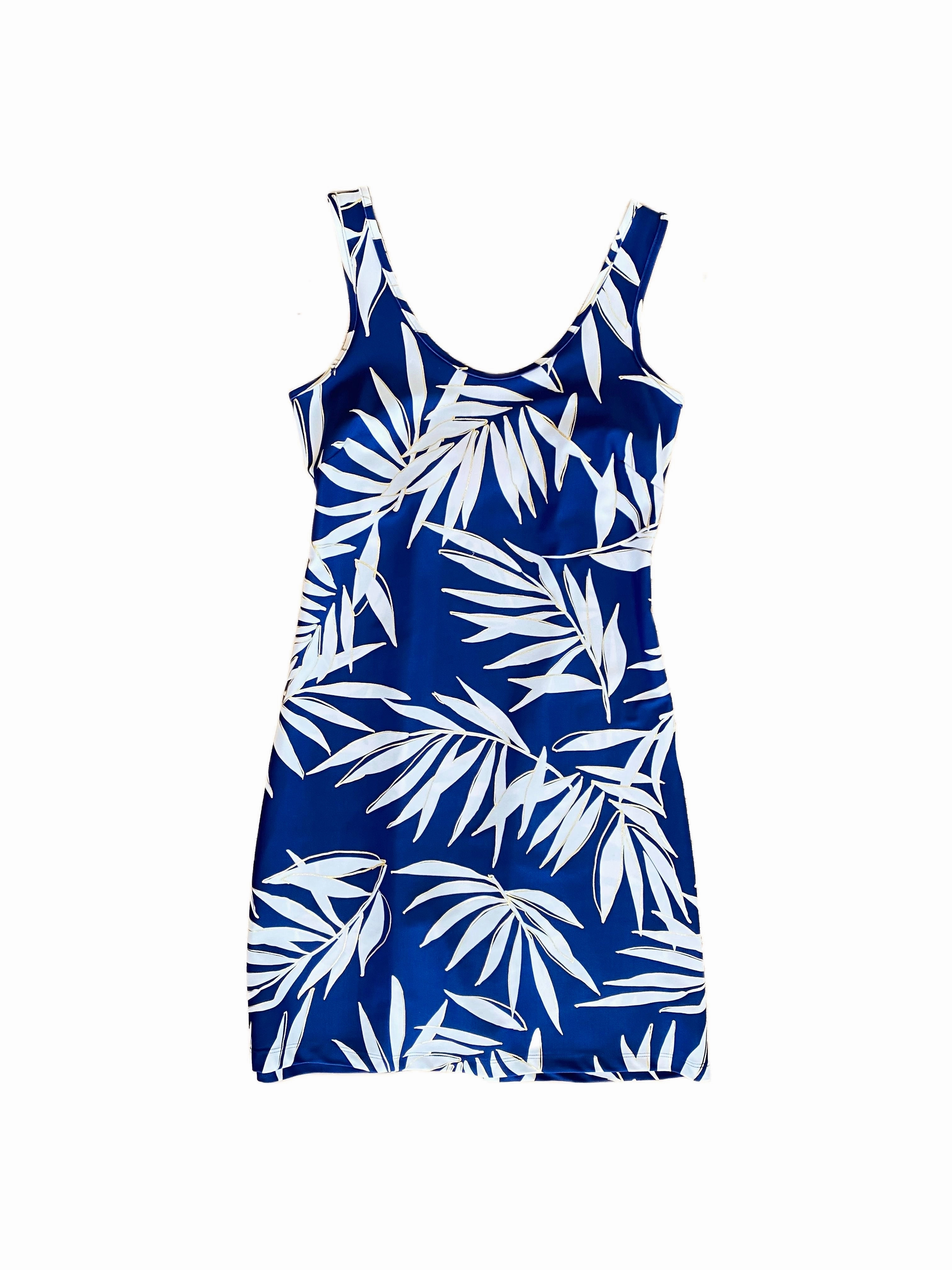 Bali Tank Dress Navy Palm Leaf Relax Mode