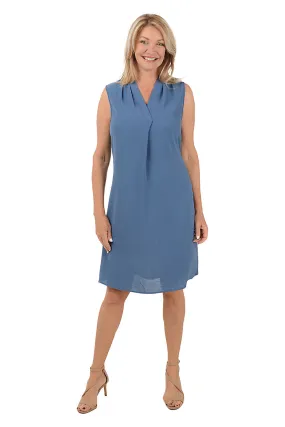 Balanced Light Subtle Charm V-Neck Center Pleated Sleeveless Dress