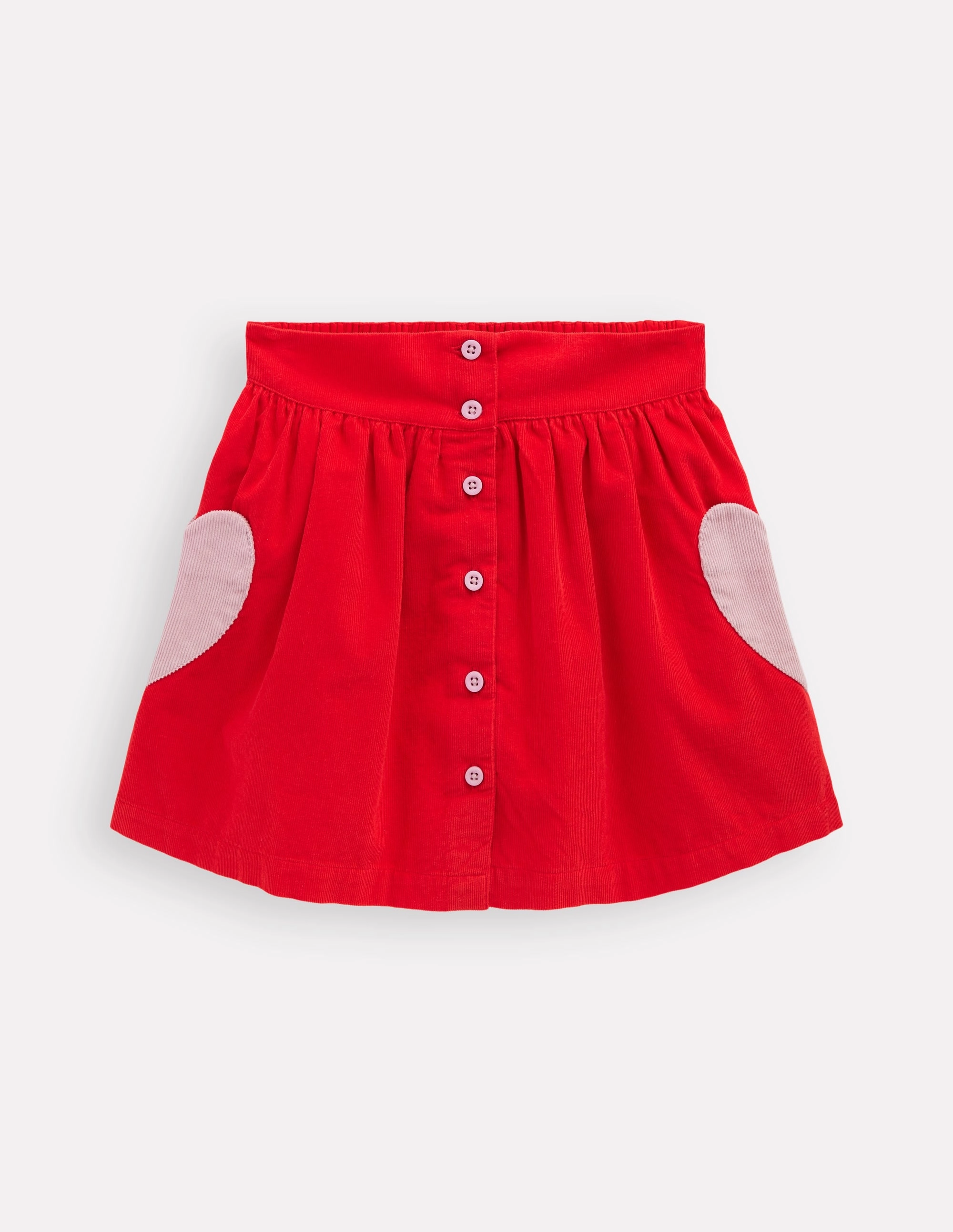 Button-through Mini Skirt-Rockabilly Red Hearts Year Round Style Gentle Wear