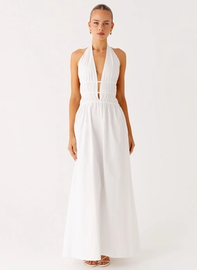 Figaro Halter Maxi Dress - White