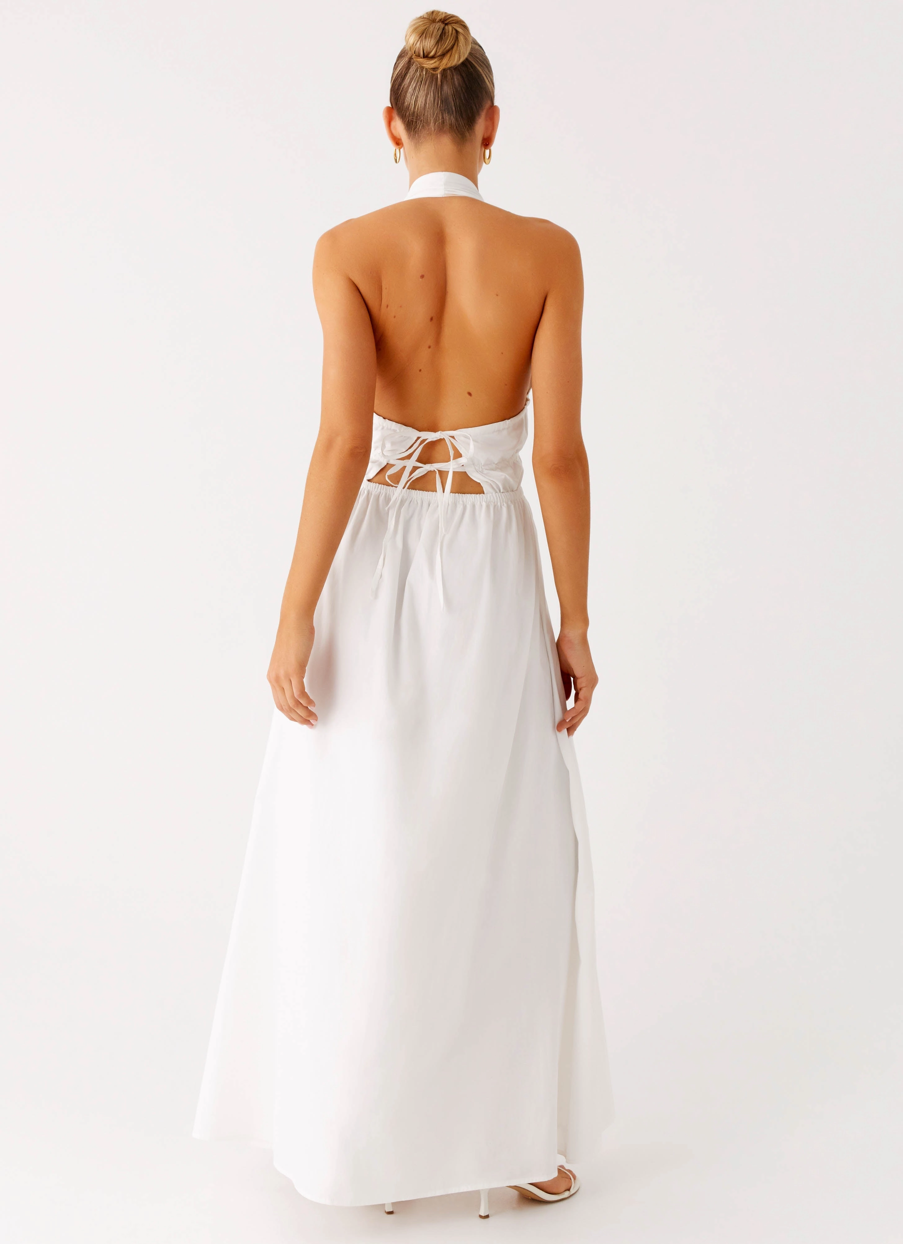 Figaro Halter Maxi Dress - White