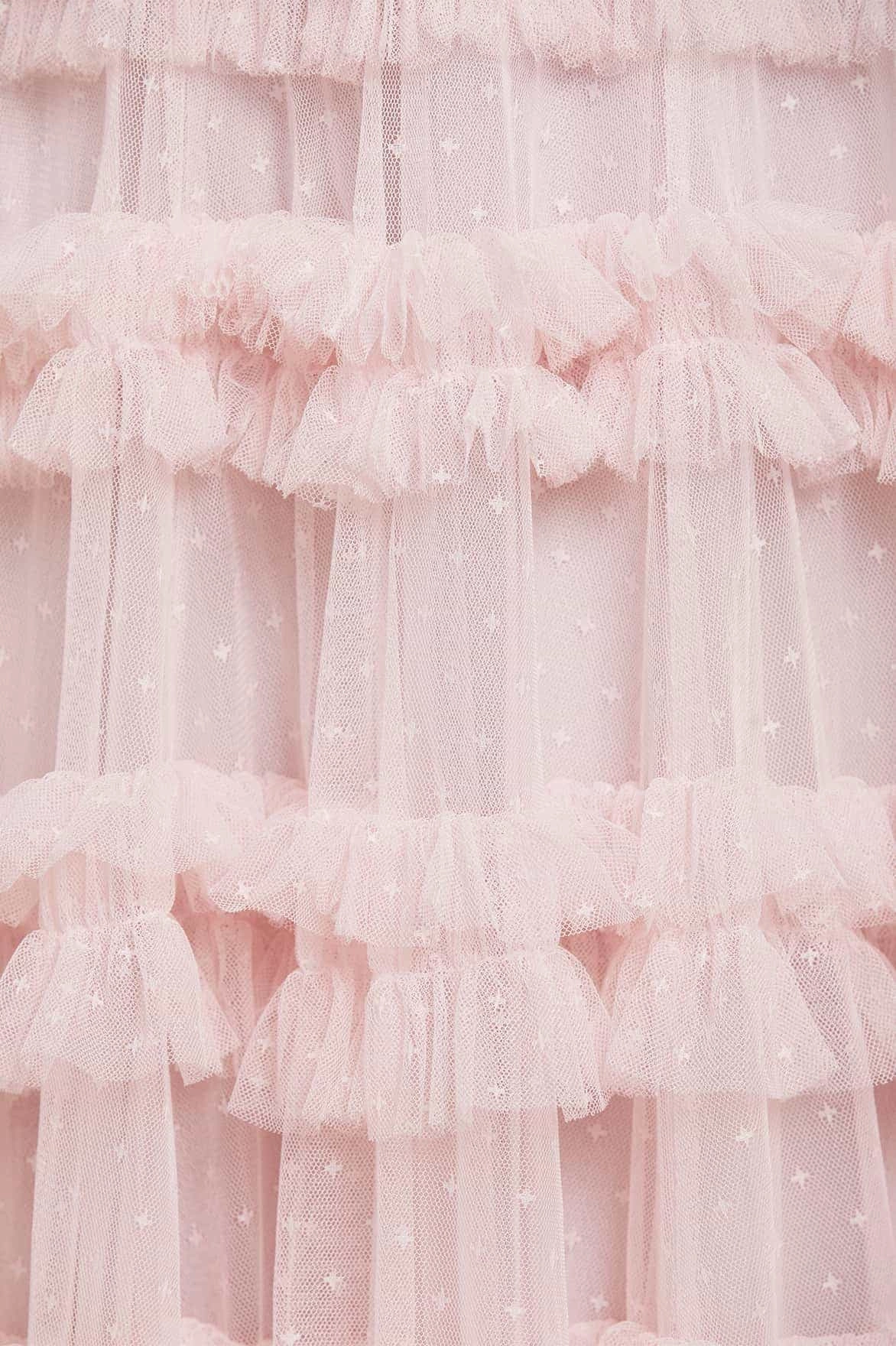 Lisette Ruffle Off Shoulder Gown Minimalist feel