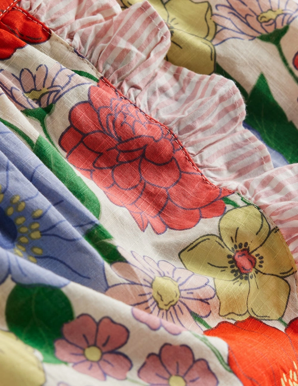 Wrap Frill Skort-Multi Summer Garden Pull On Style Crisp Fit