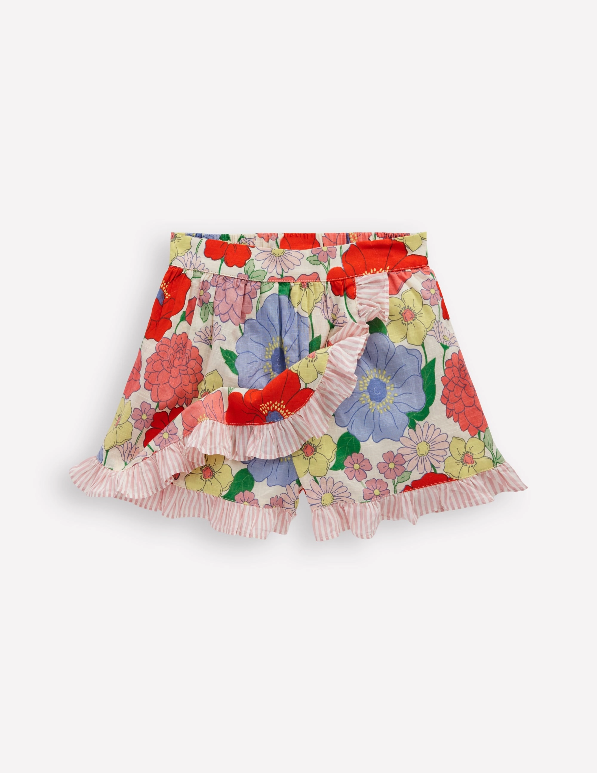 Weekend Style Wrap Frill Skort-Multi Summer Garden