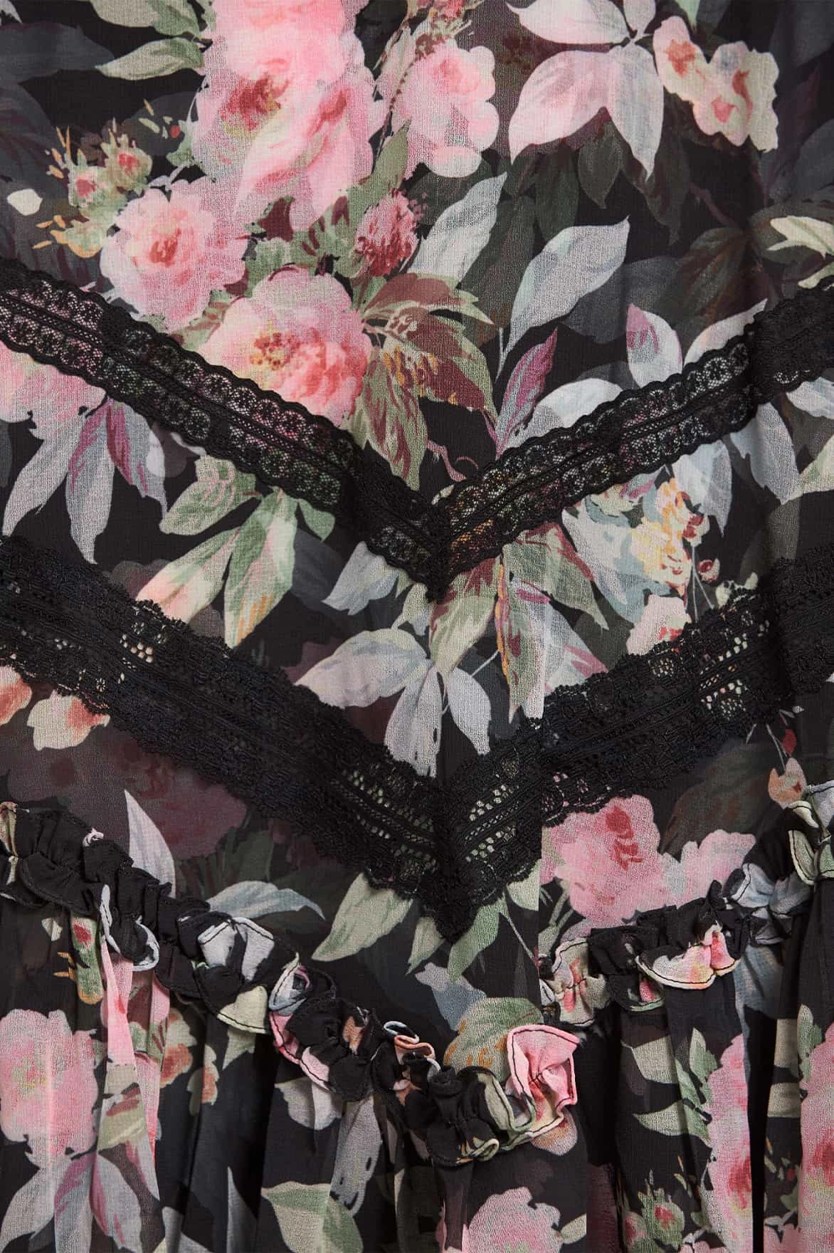 Flowing Fit AntiFrayEdging Paradise Garden Sonata Georgette Ballerina Dress