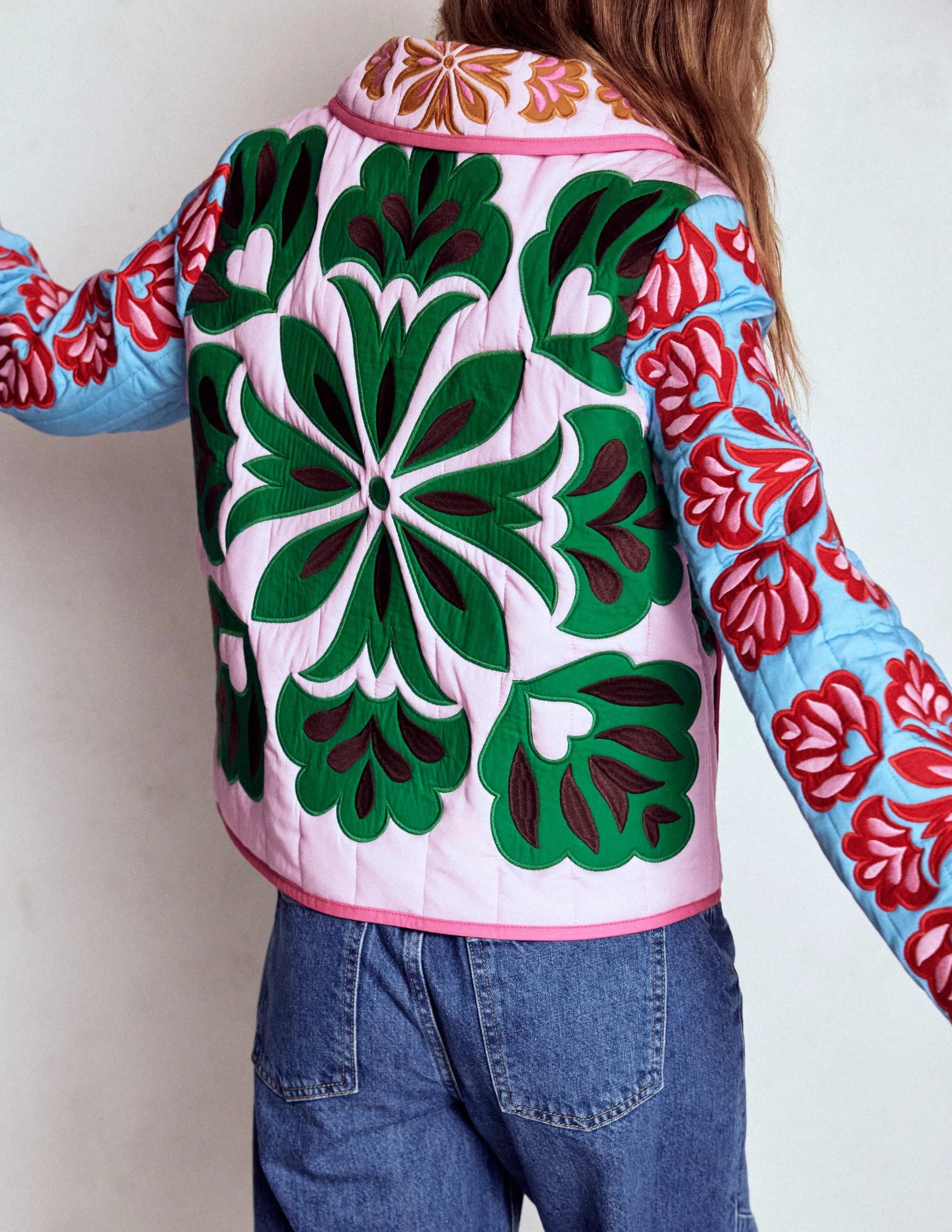 Fitzrovia Embroidered Jacket-Multi Applique Soft Fleece Interior Hike Fit
