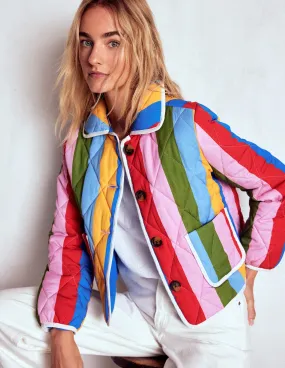 Fitzrovia Quilted Jacket-Rainbow Stripe Weekend Outing Wear High Loft Insulation