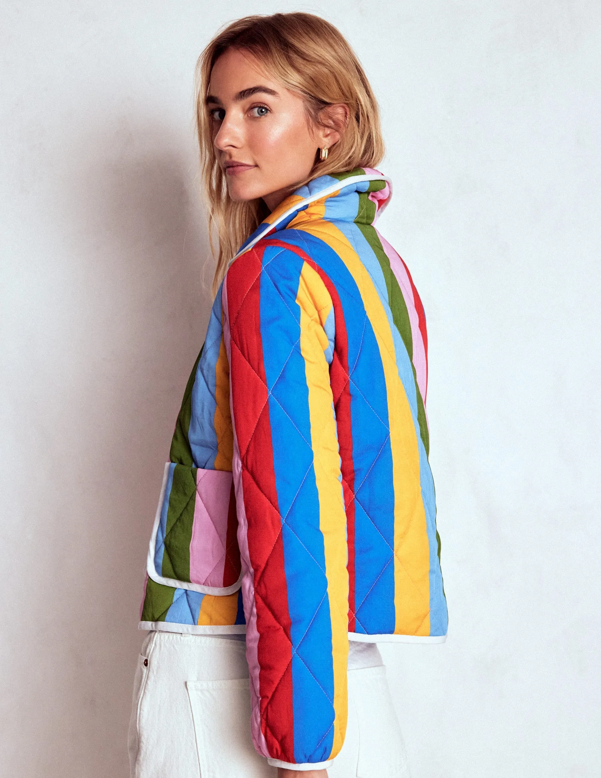 Sleek Comfort Fitzrovia Quilted Jacket-Rainbow Stripe