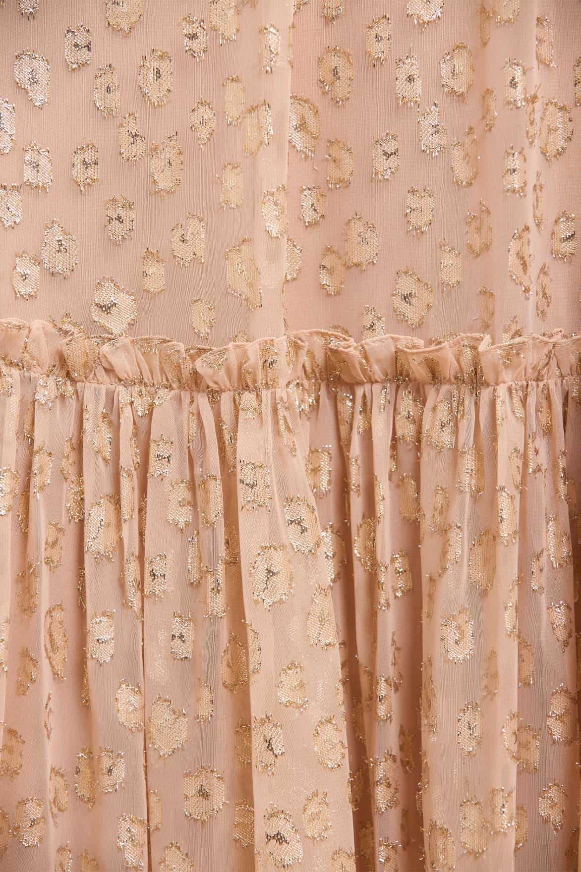 museum visit Harper Lurex Cape Ankle Gown