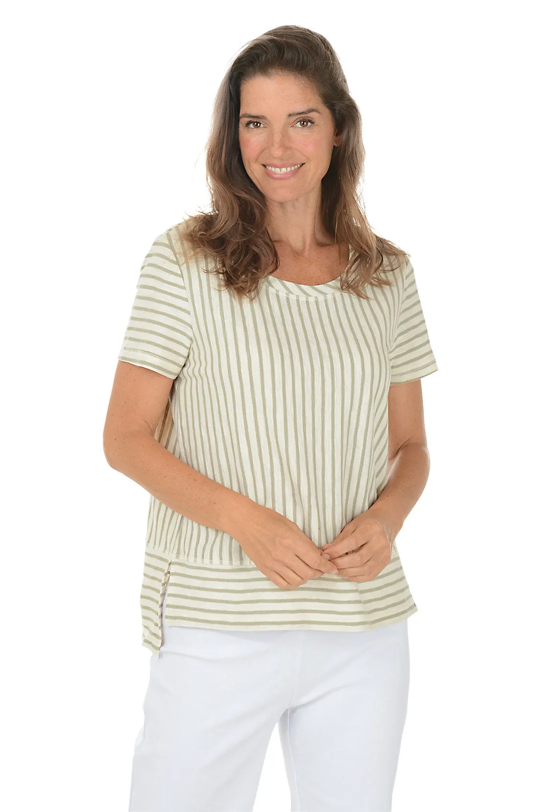 Abrasion Resistant Surface Santa Barbara Striped High-Low Tee