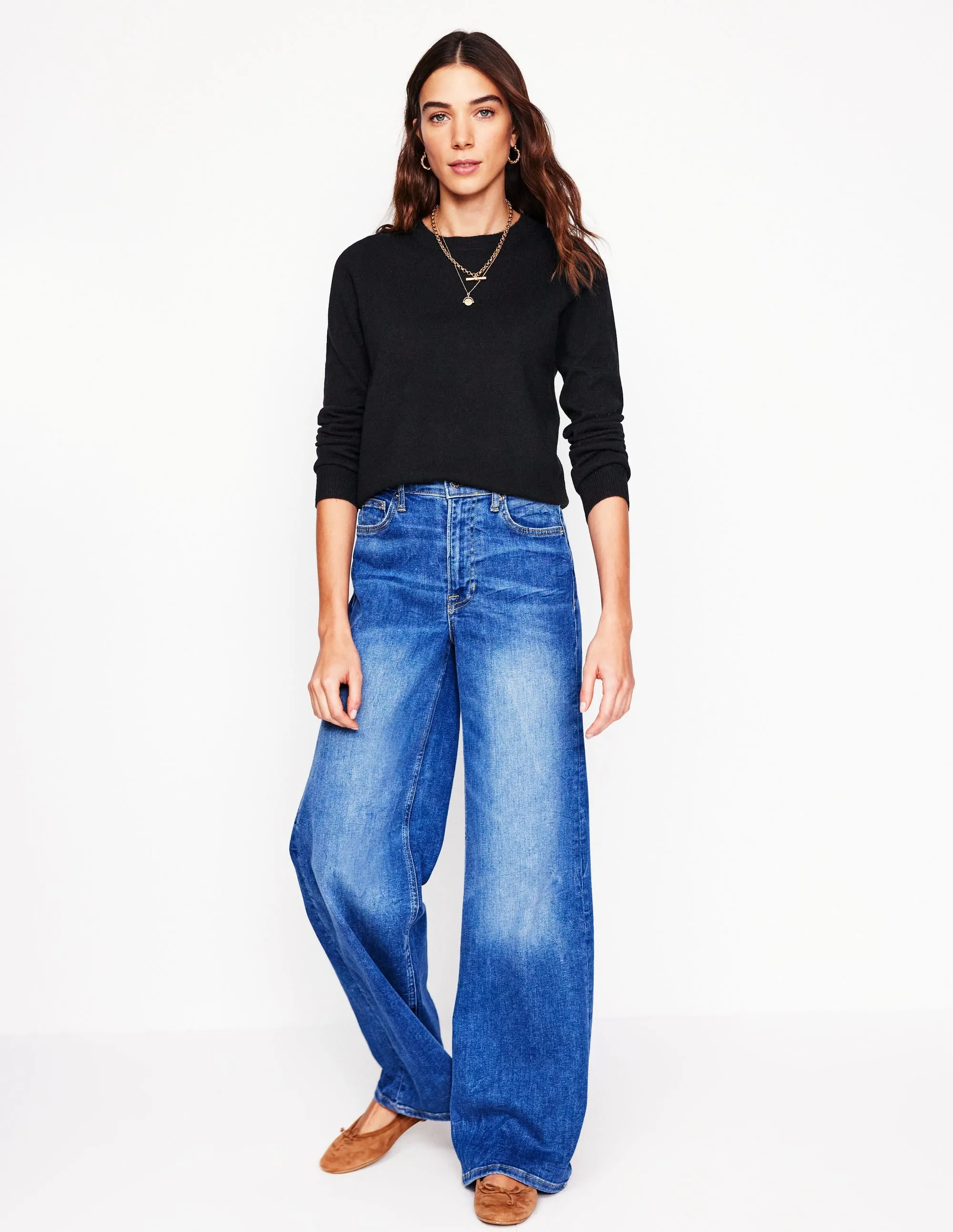 Dimensional Jacquard Weave OdorResistant Finish Eva Cashmere Crew Neck Jumper-Black