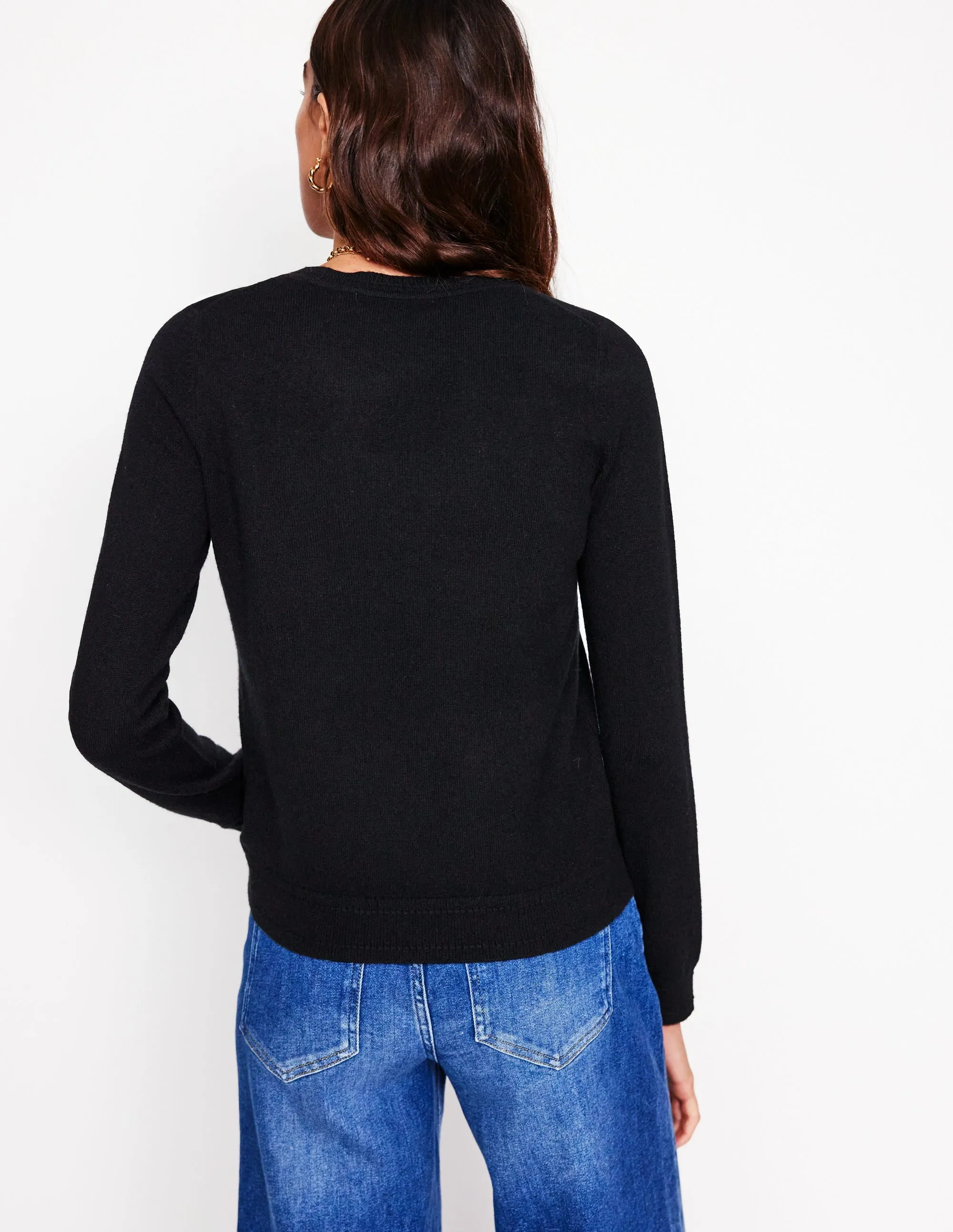 Eva Cashmere Crew Neck Jumper-Black Eco Friendly Yarn