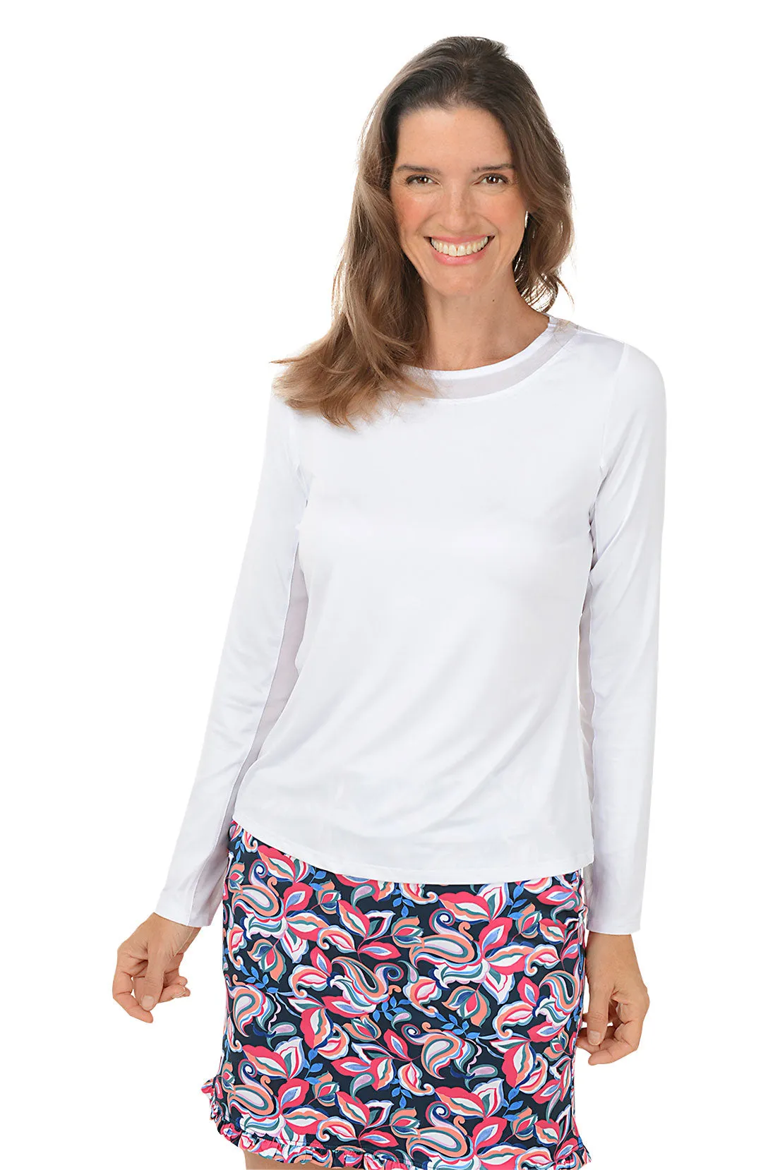 Mesh Scoop Neck UPF50 Sun Shirt DoubleStitched Hem