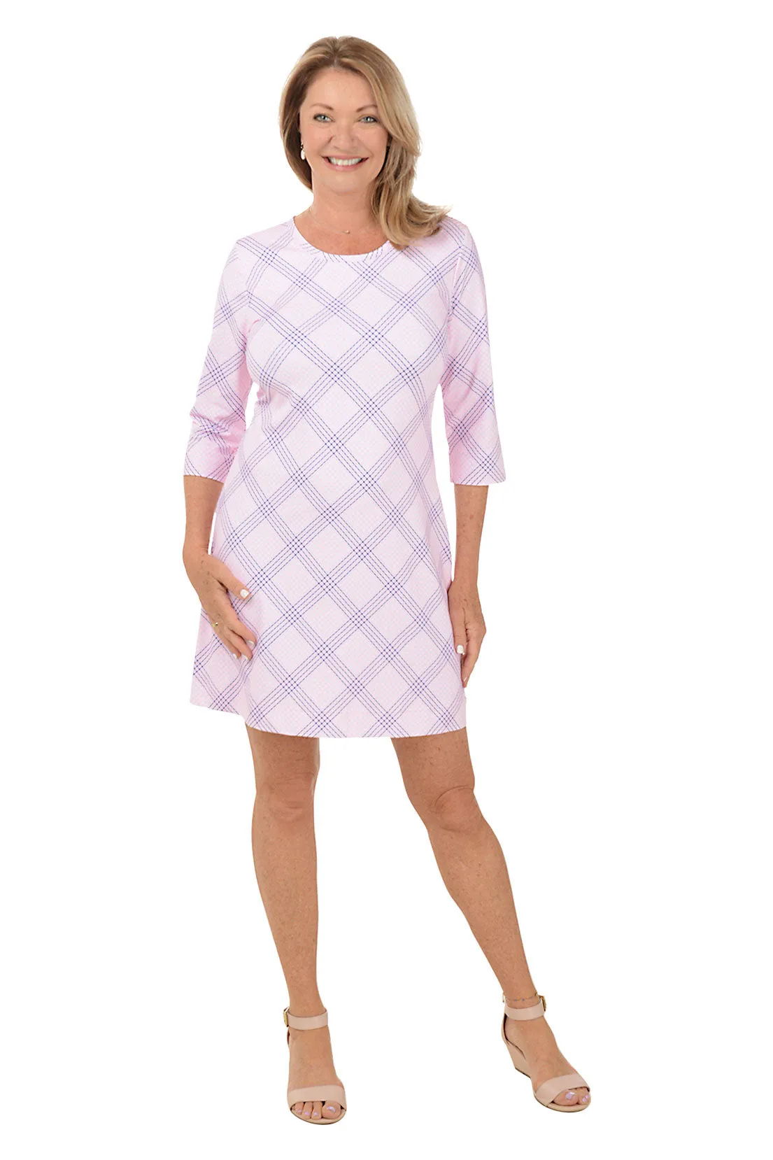 Pink Gingham UPF50  Travel Dress BreathableBackVents