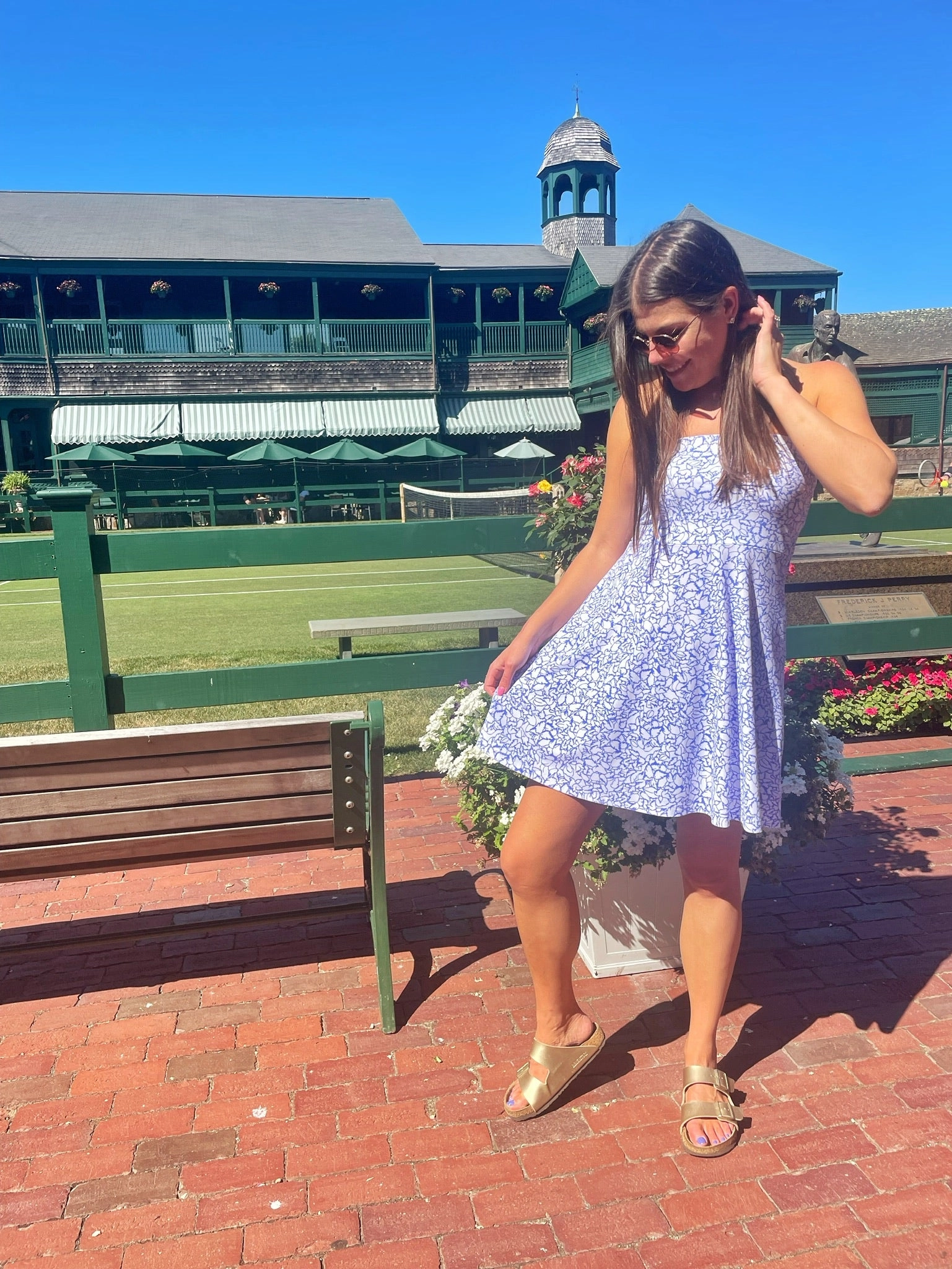 Avalon Dress Variegated Leaves Perwinkle/White Daily Style Vibrant patterned dress