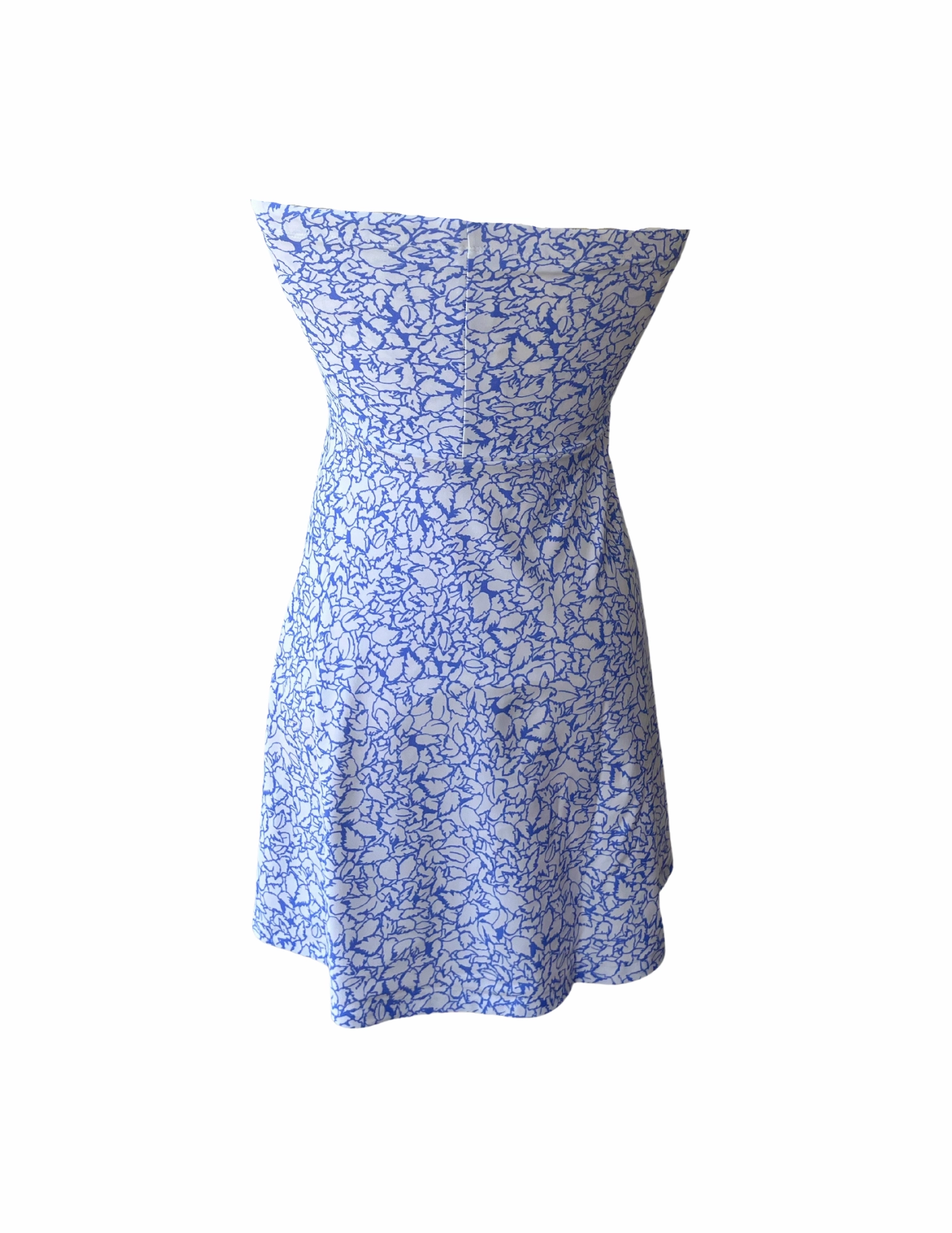 Stretchable Avalon Dress Variegated Leaves Perwinkle/White