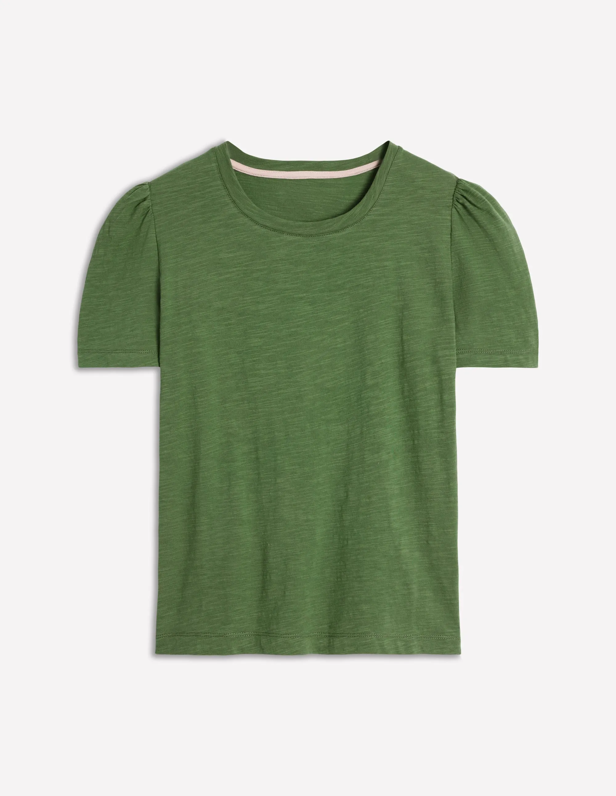 Anti Pilling Treatment Cotton Puff Sleeve T-Shirt-Safari Green