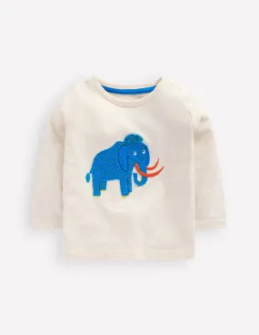 Long Sleeve Applique T-Shirt-Oatmeal Mammoth Antimicrobial Treatment