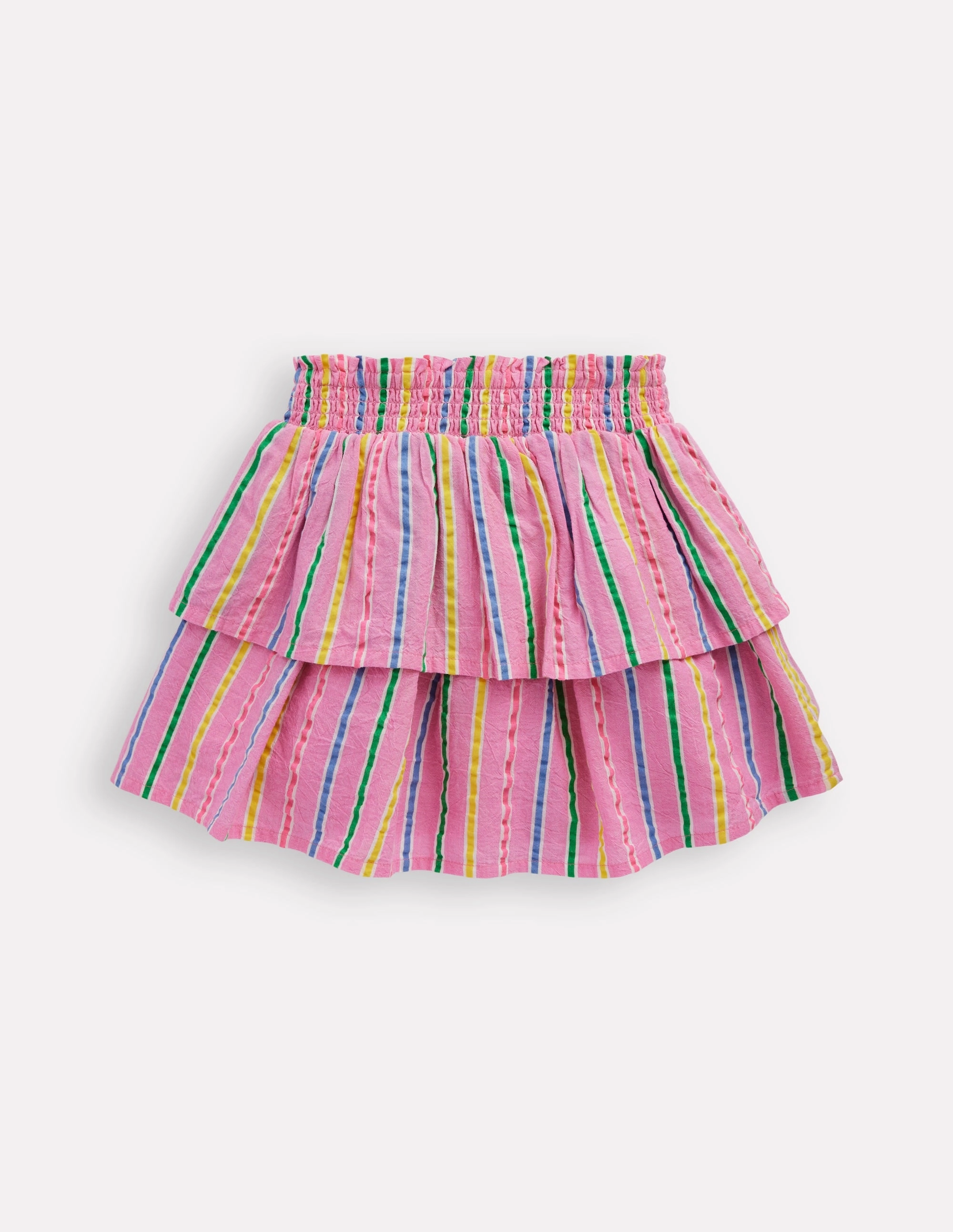 Casual Outfit Tiered Woven Skirt-Pink Multi Stripe