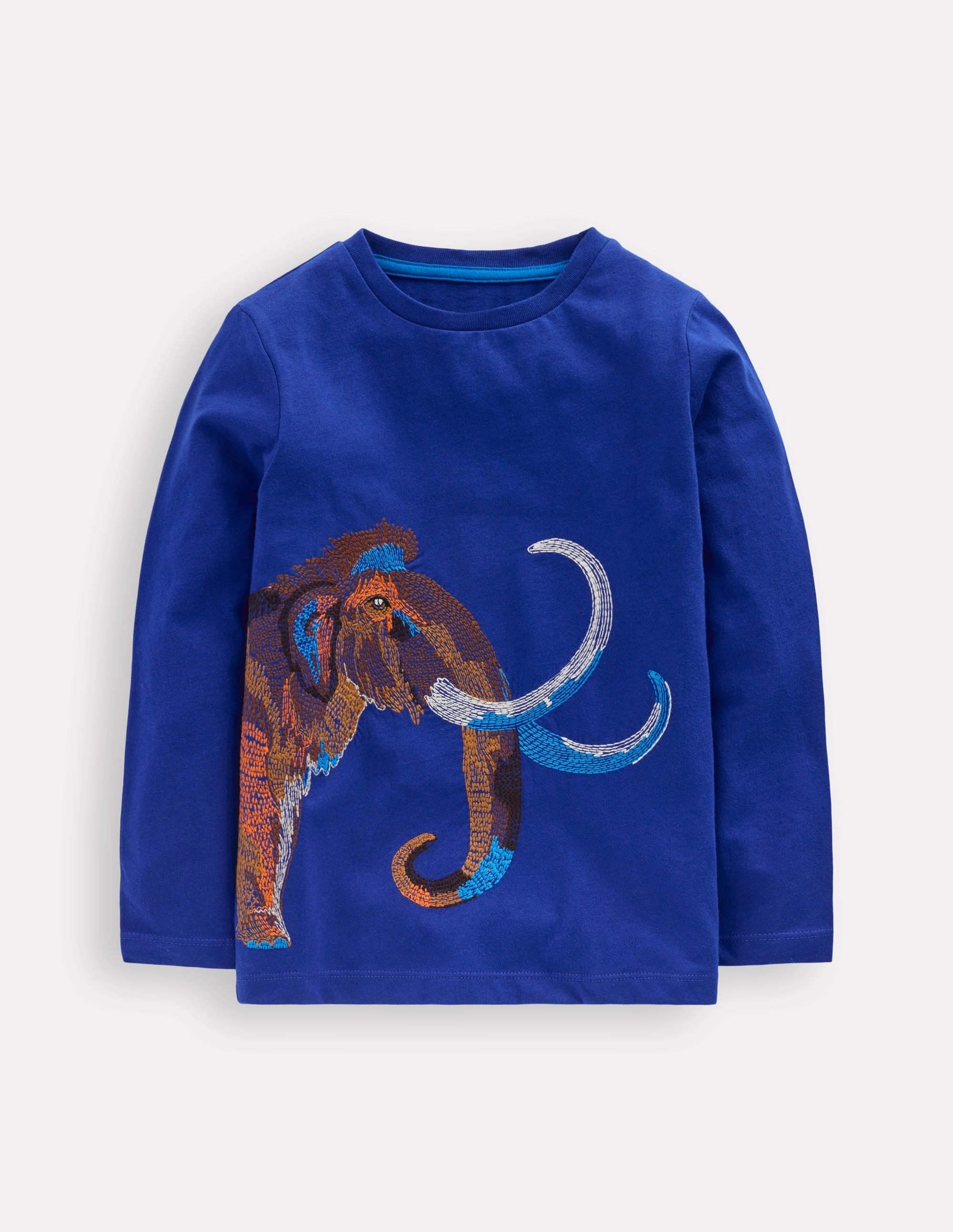 Longsleeve Superstitch T-shirt-Sapphire Blue Mammoth NonScratchyLining Two Tone Weave