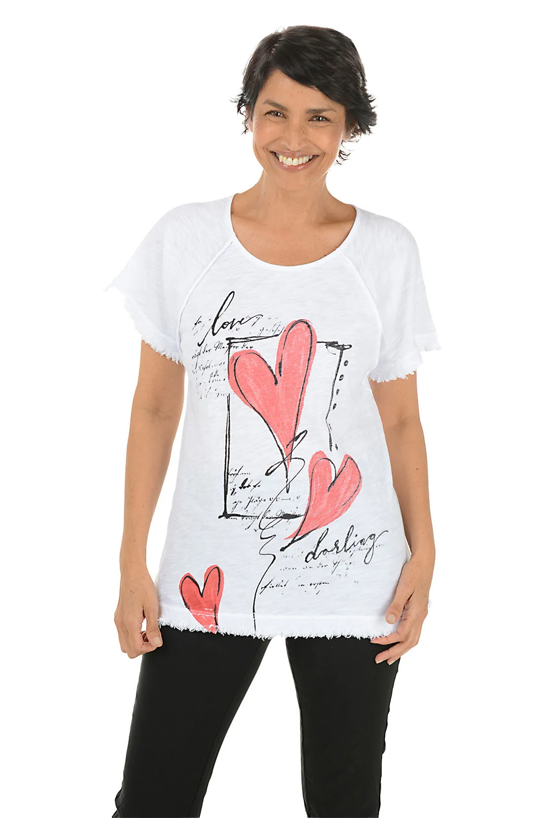 Antibacterial FlexibleCuffs Flirt Frayed Raglan Knit Top