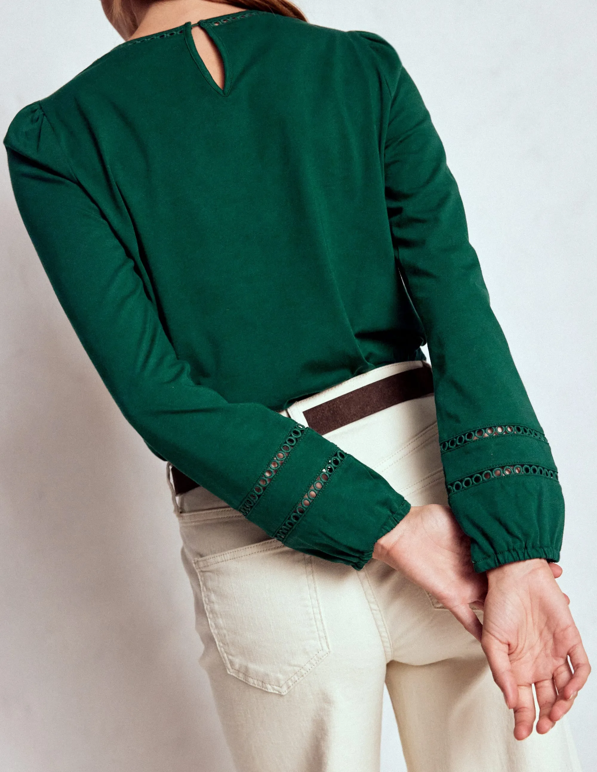 Flo Trim Detail Top-Emerald Night Breathable fabric