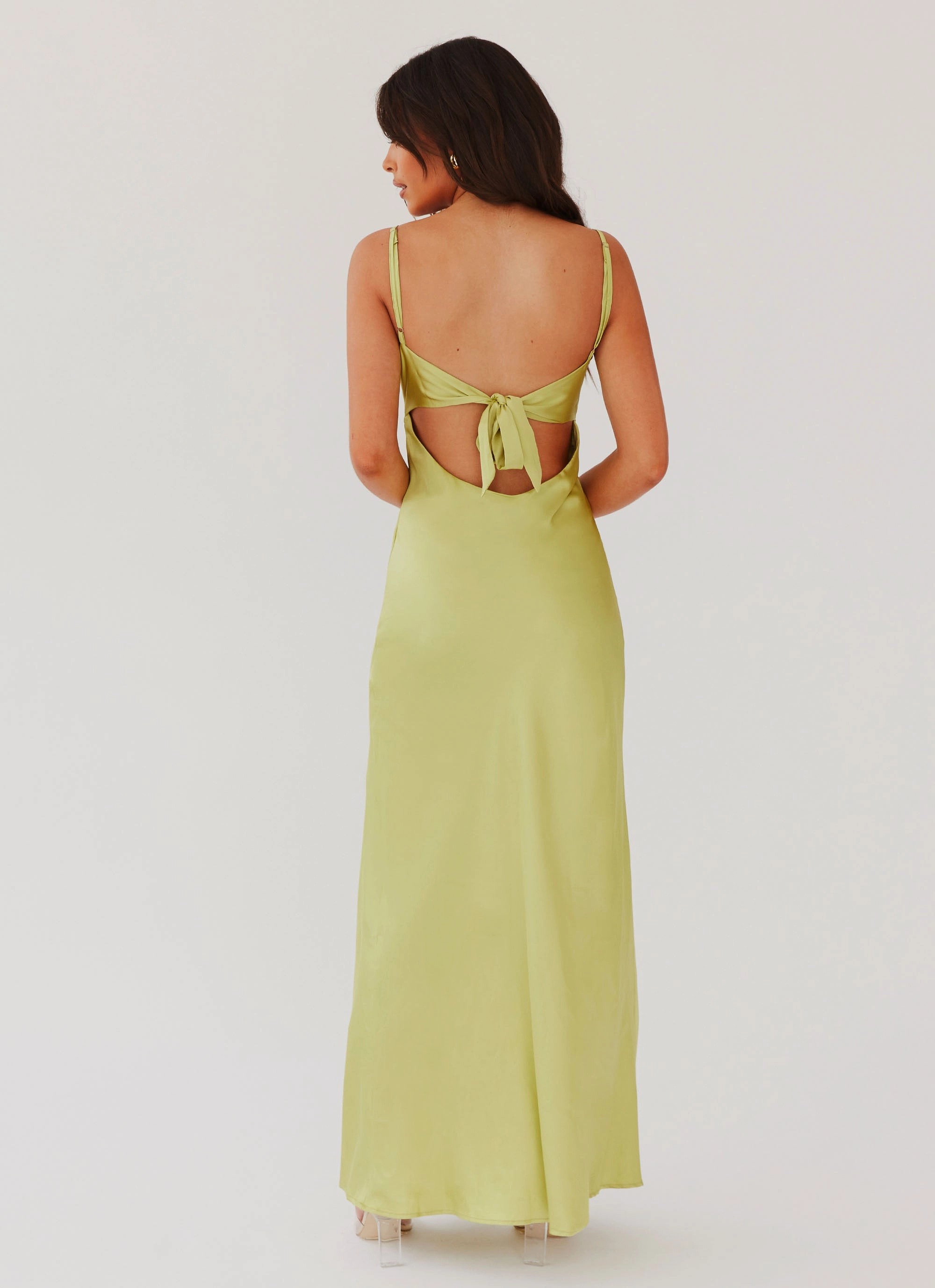 Flora Satin Maxi Dress - Green Expectations