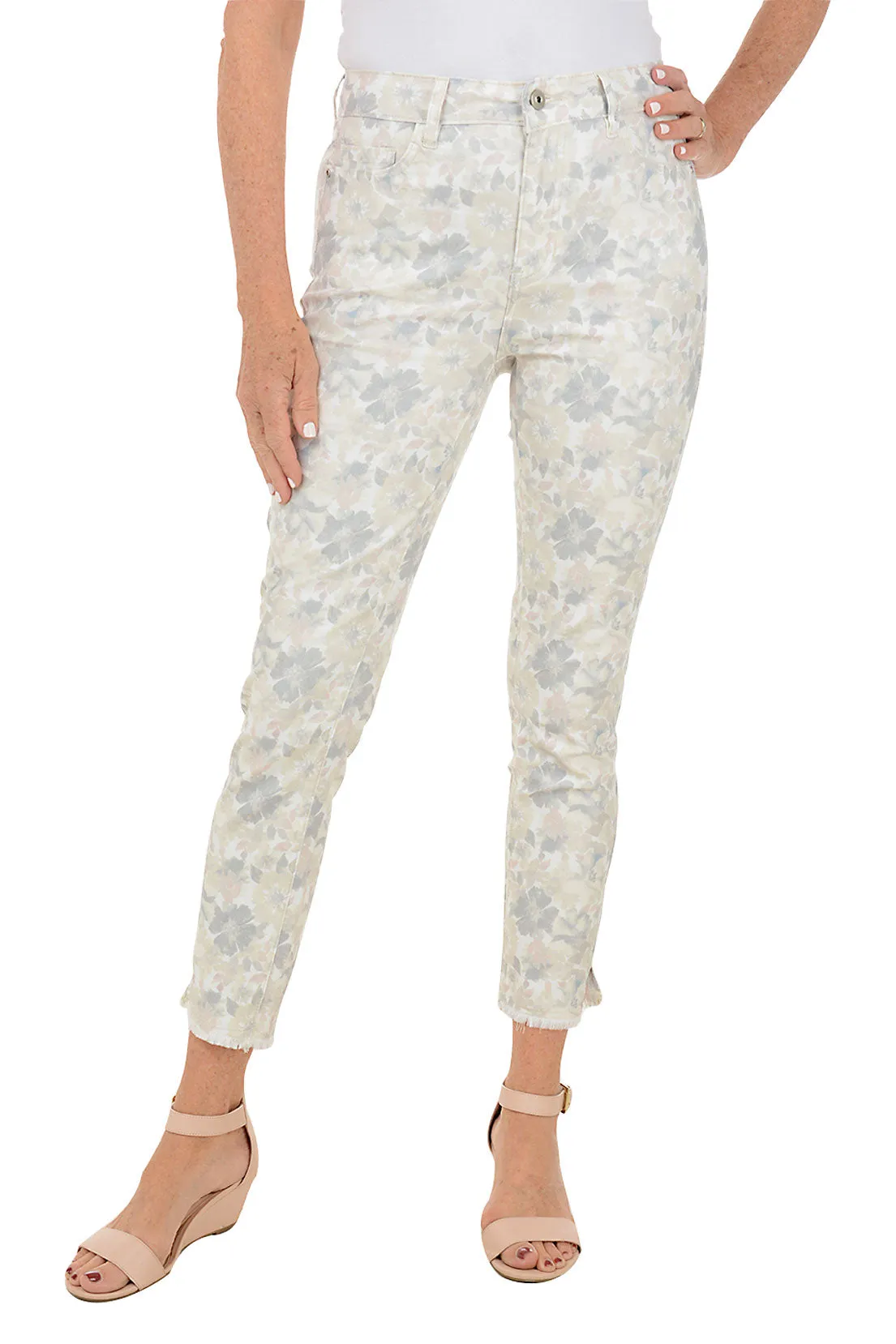 Floral Mirage Denim Twill Ankle Pant Quick Access tailored look