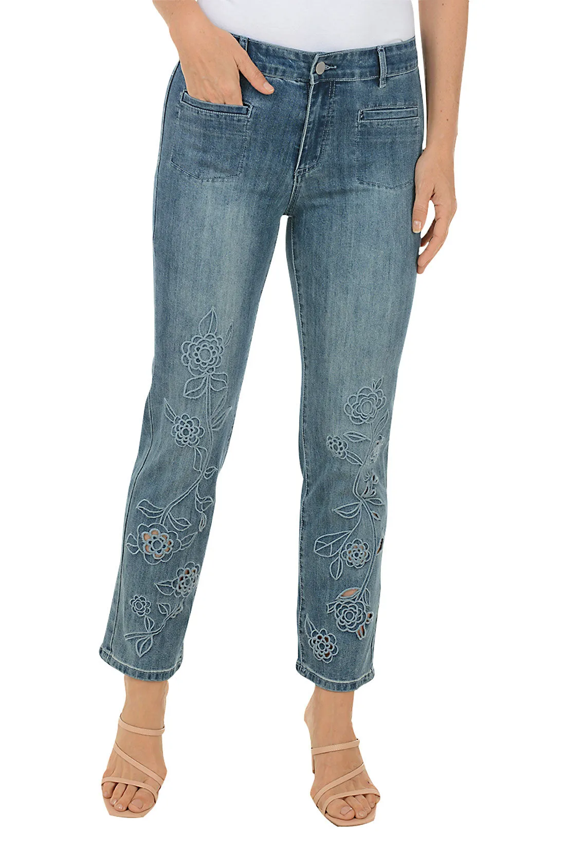 Body Ready Floral Vine Denim Ankle Pant